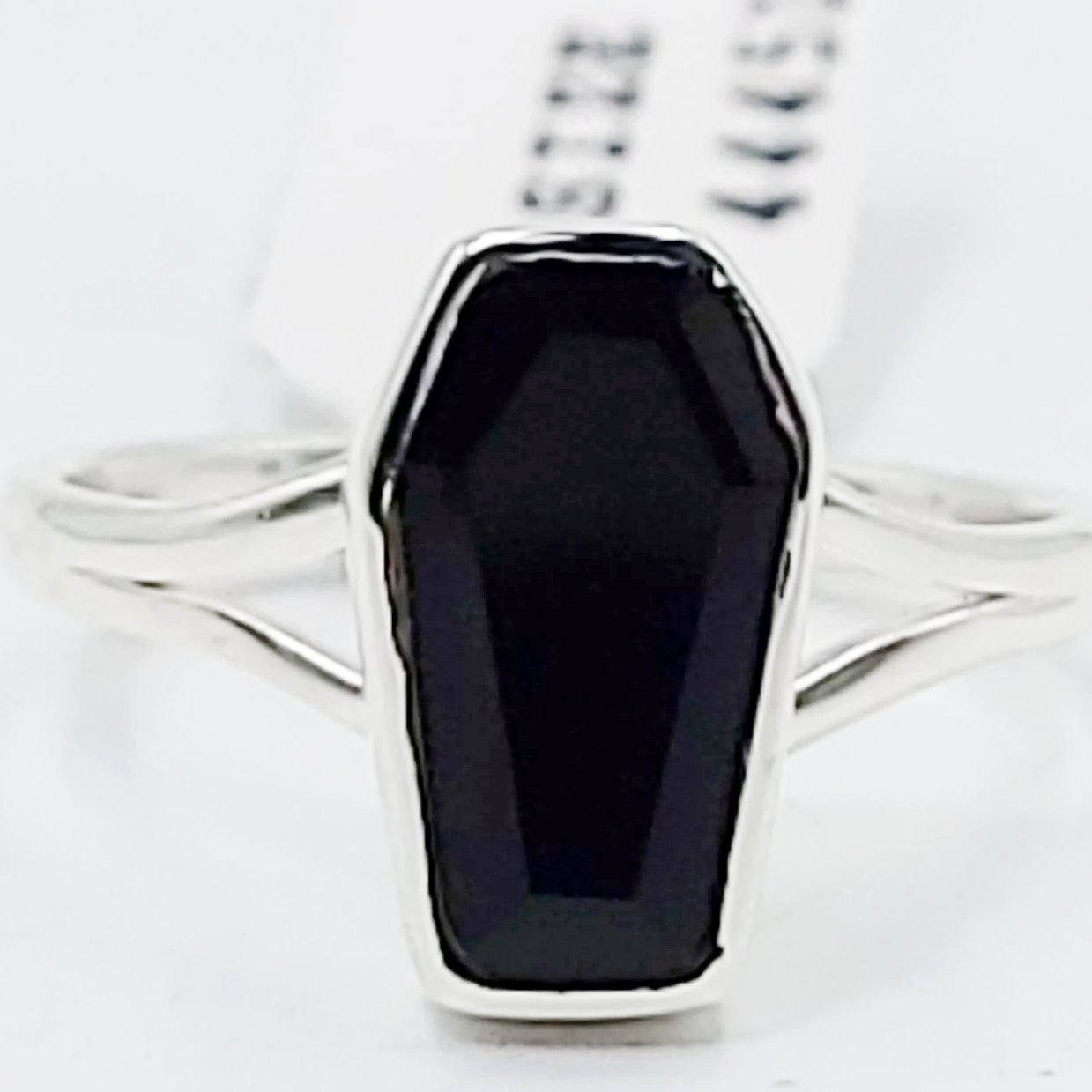Black Onyx Coffin Ring Sterling Silver Size 6