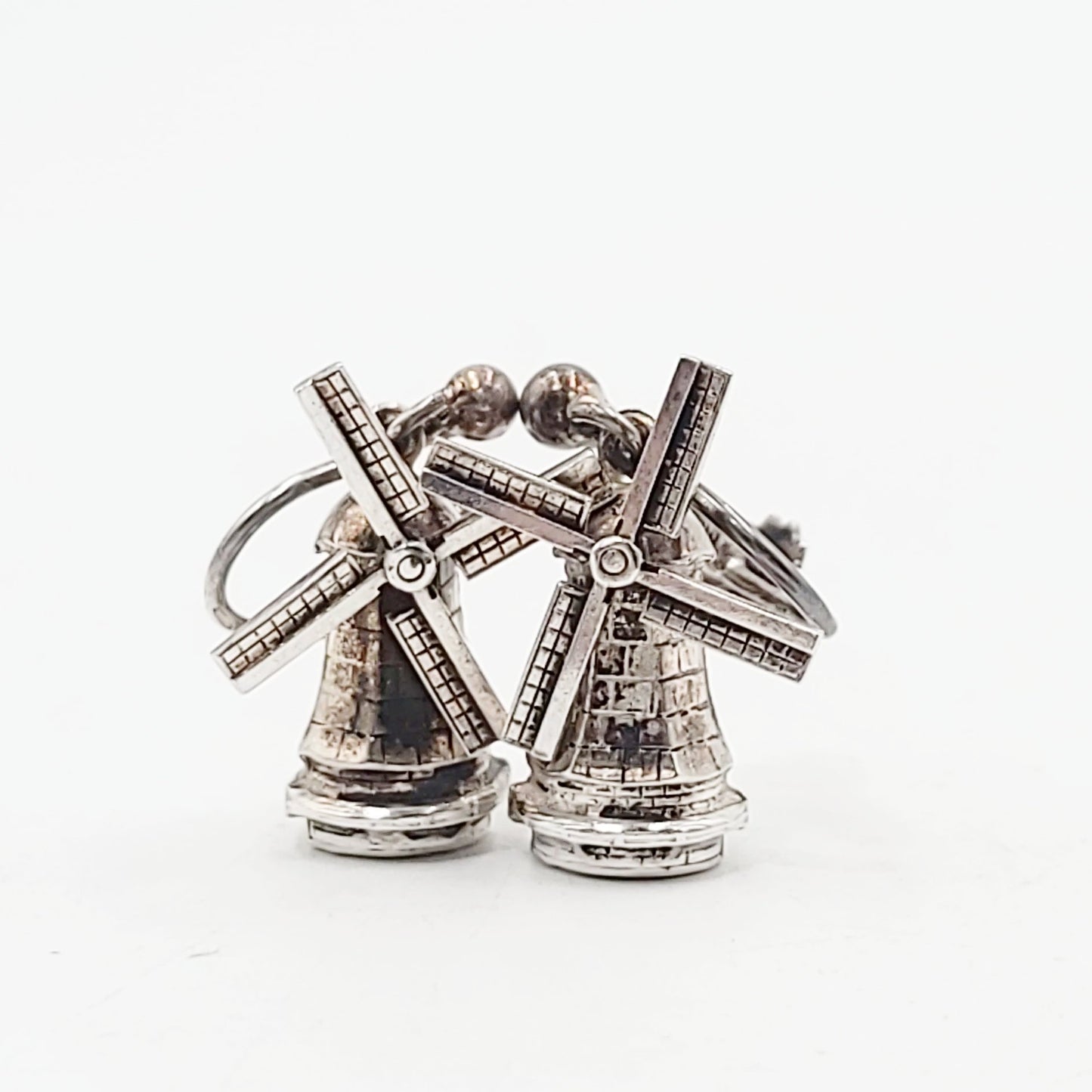 Sterling Silver Windmill Earrings Hinge Clip-On, 3D, Movable - Elevated Metaphysical