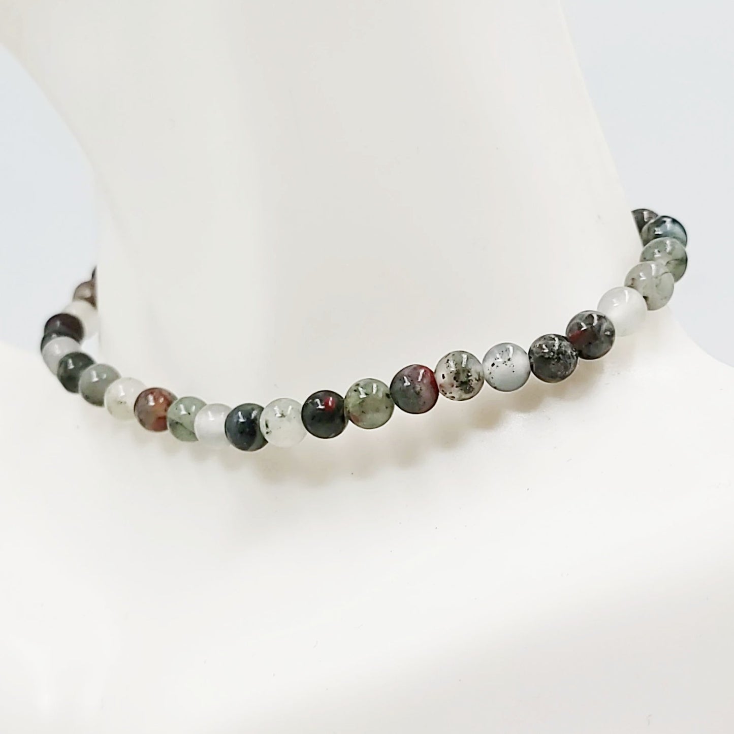 African Bloodstone Bead Bracelet 4mm - Elevated Metaphysical