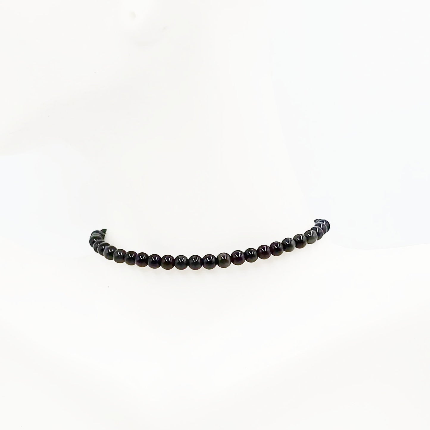 Black Obsidian Bead Bracelet 4mm