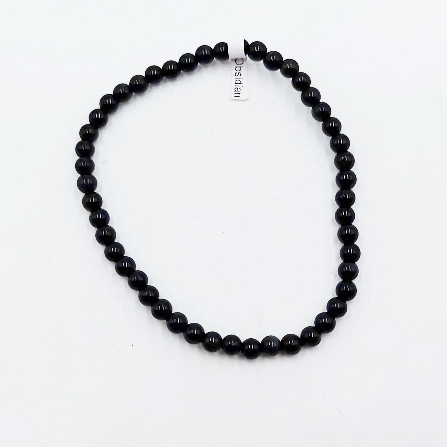 Black Obsidian Bead Bracelet 4mm