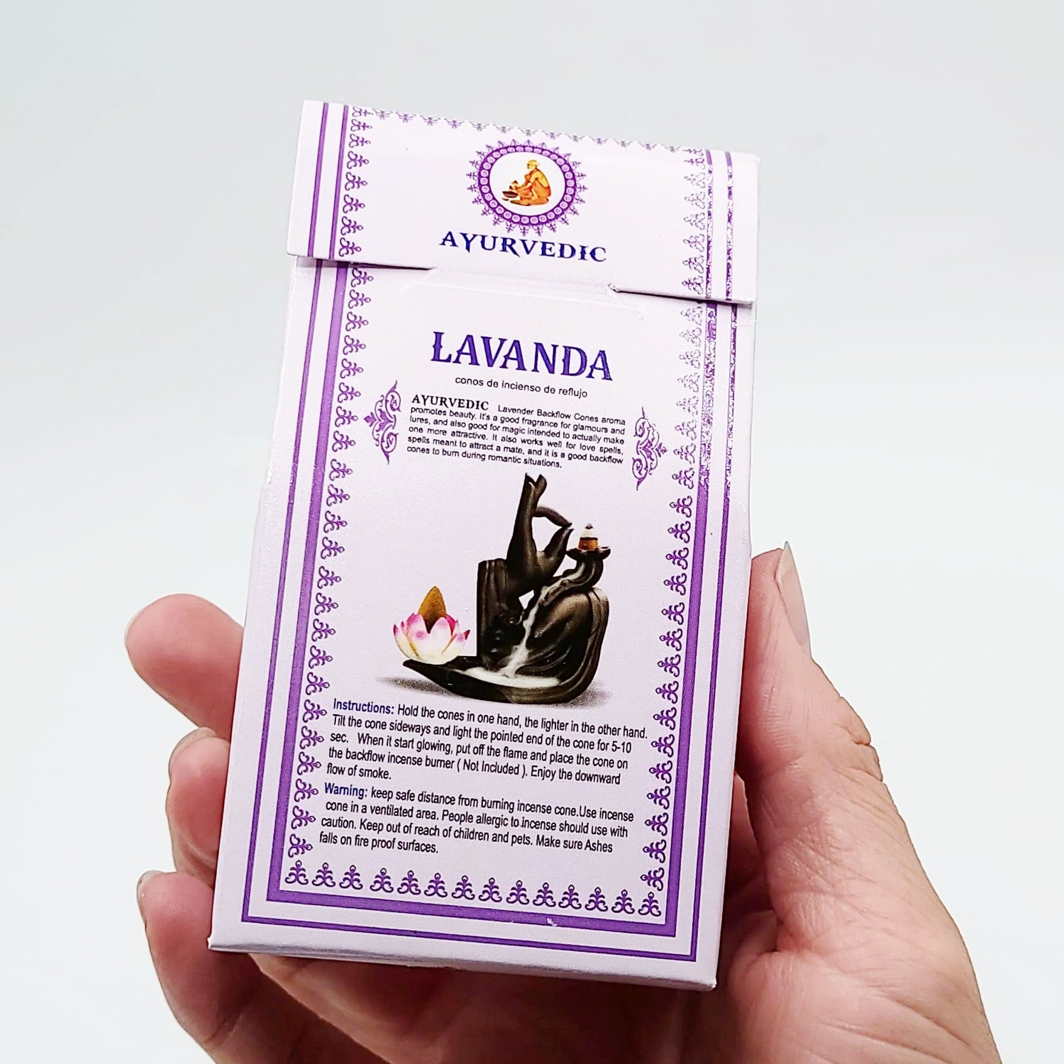 Ayurvedic Lavender Backflow Incense Cones 10 Pack - Elevated Metaphysical