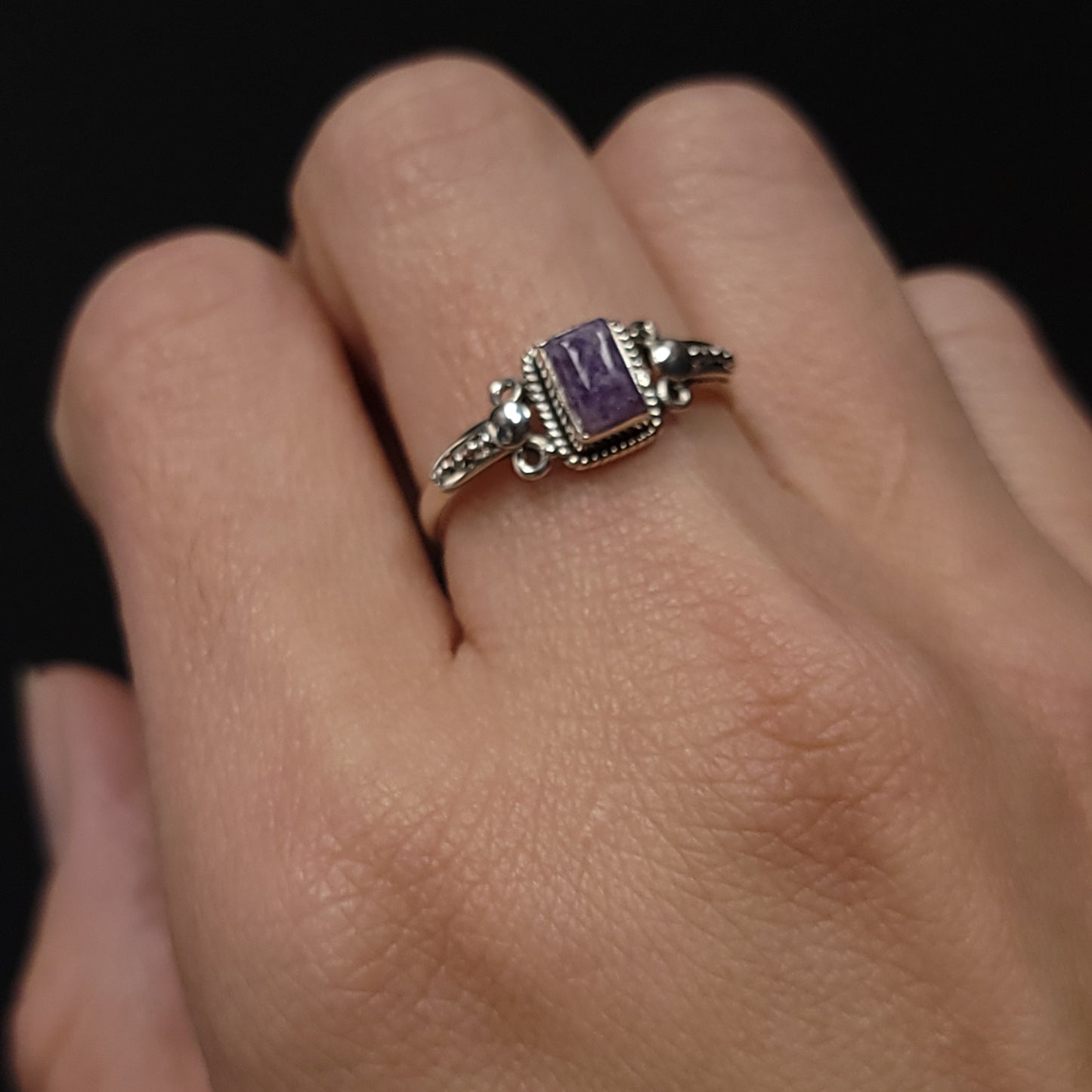 Lepidolite Ring "Orion" Sterling Silver Size 8