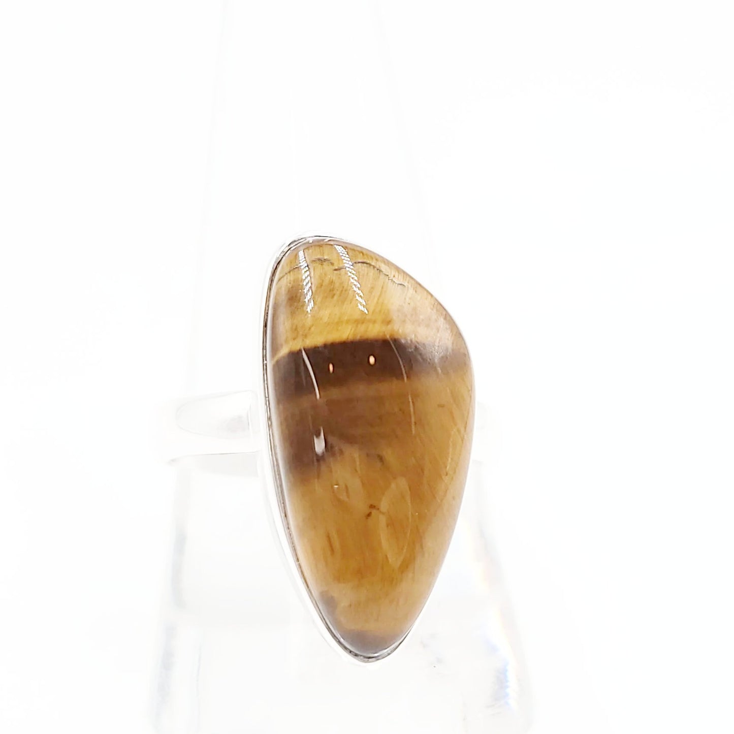 Tiger Eye Free Form Ring Sterling Silver HQ - Elevated Metaphysical