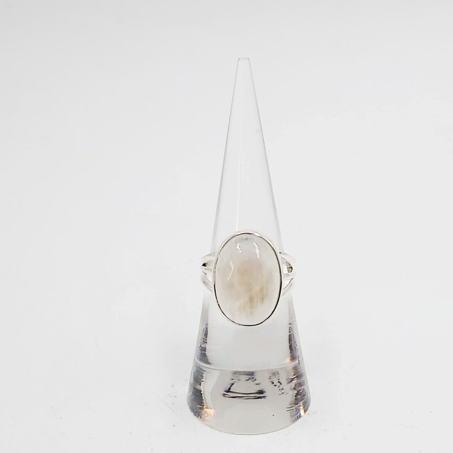 Rainbow Moonstone Ring Sterling Silver HQ Size 7