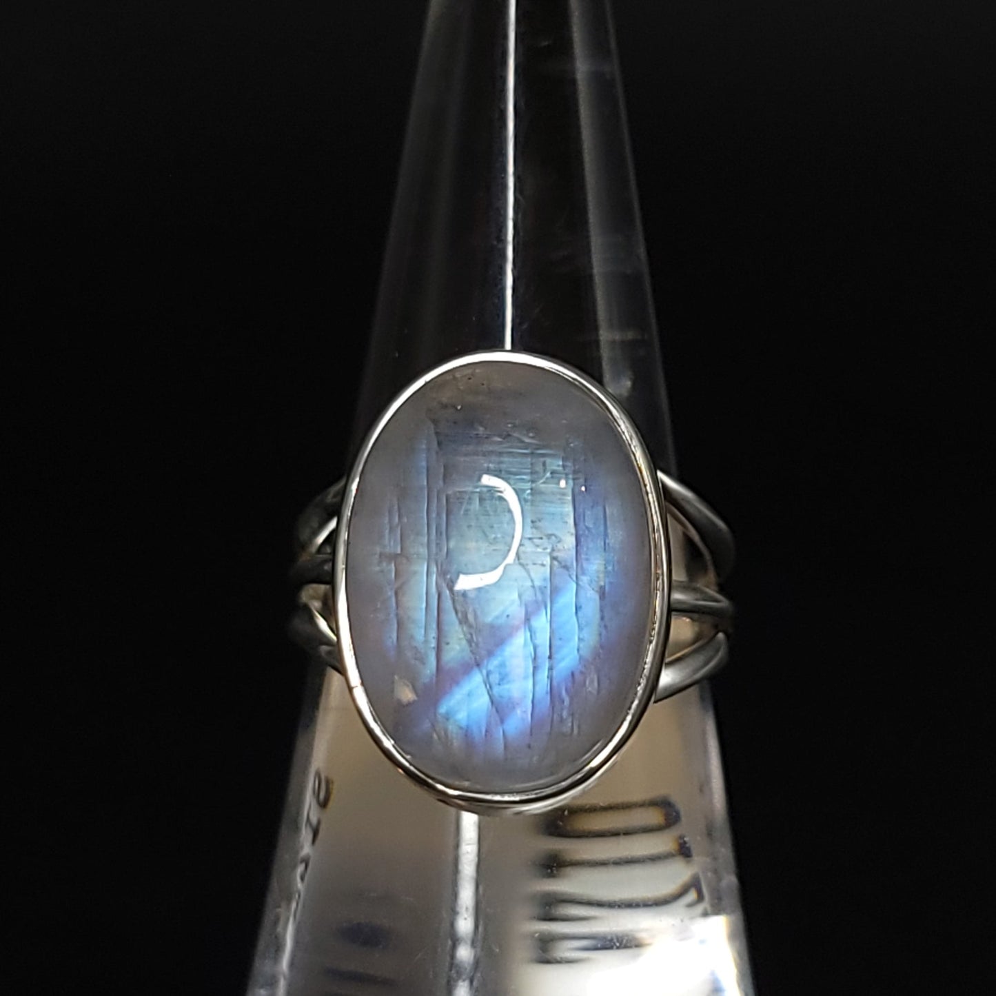 Rainbow Moonstone Ring Sterling Silver HQ Size 7