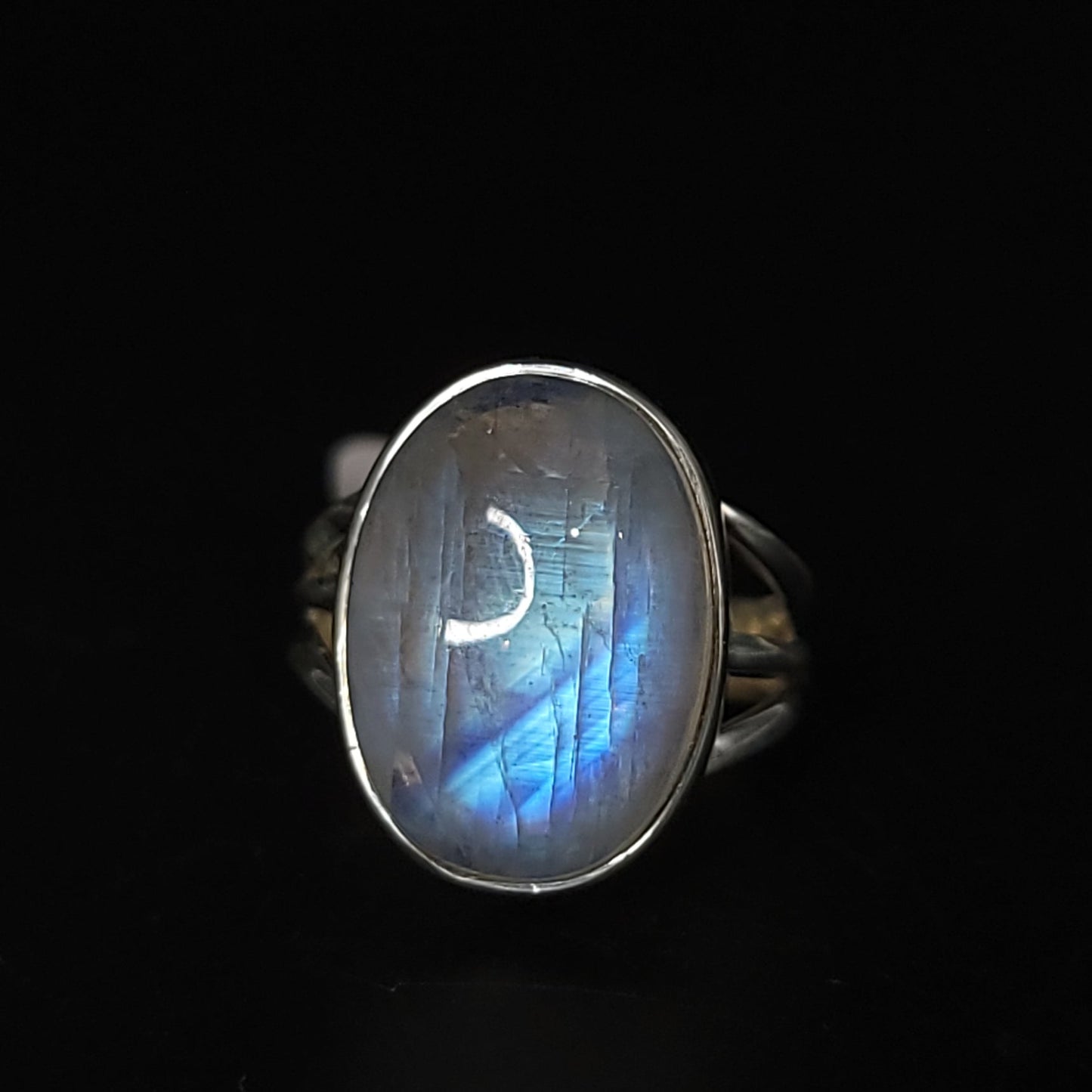 Rainbow Moonstone Ring Sterling Silver HQ Size 7