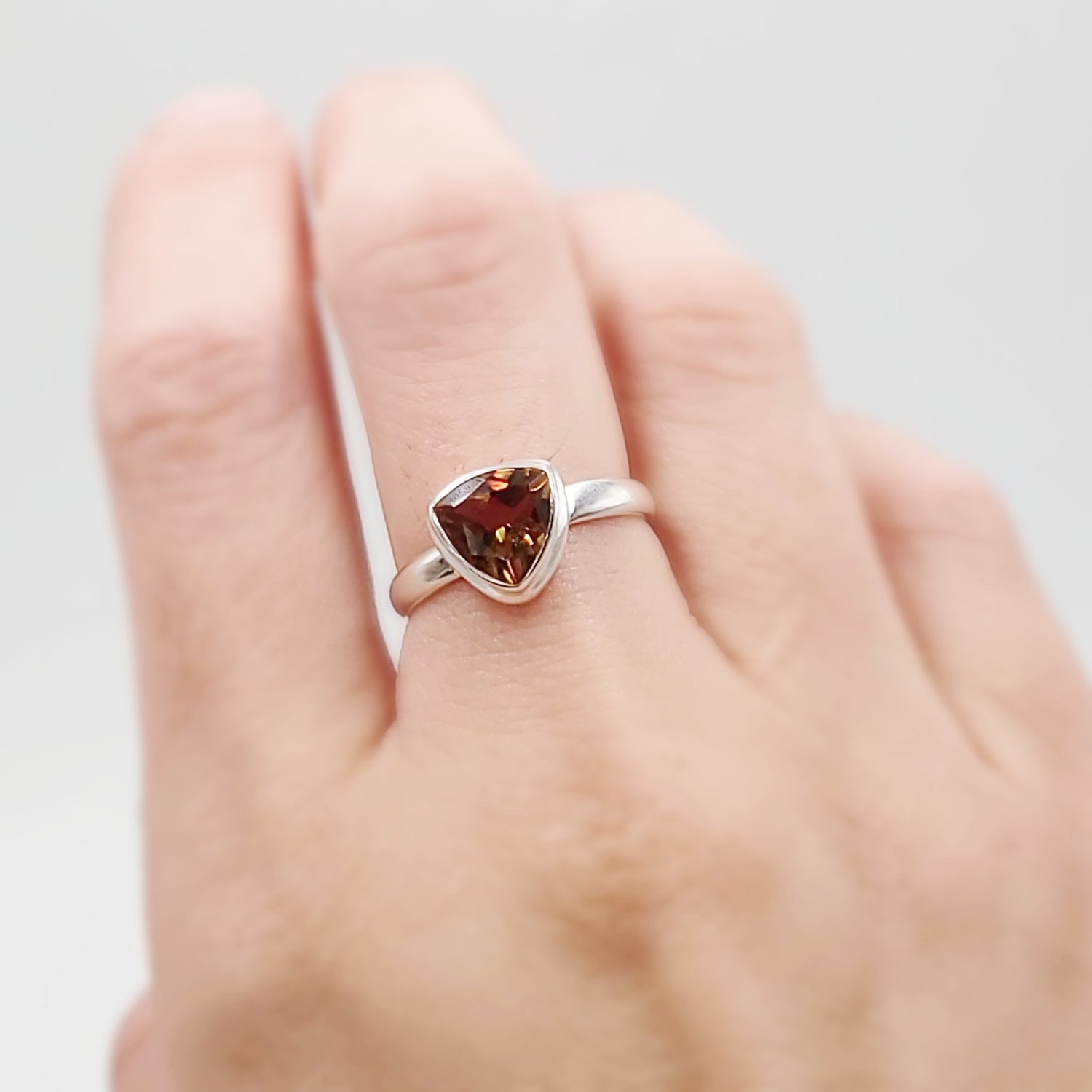 "Autumn" Alexandrite Trillion Ring Sterling Silver Size 7 - Elevated Metaphysical