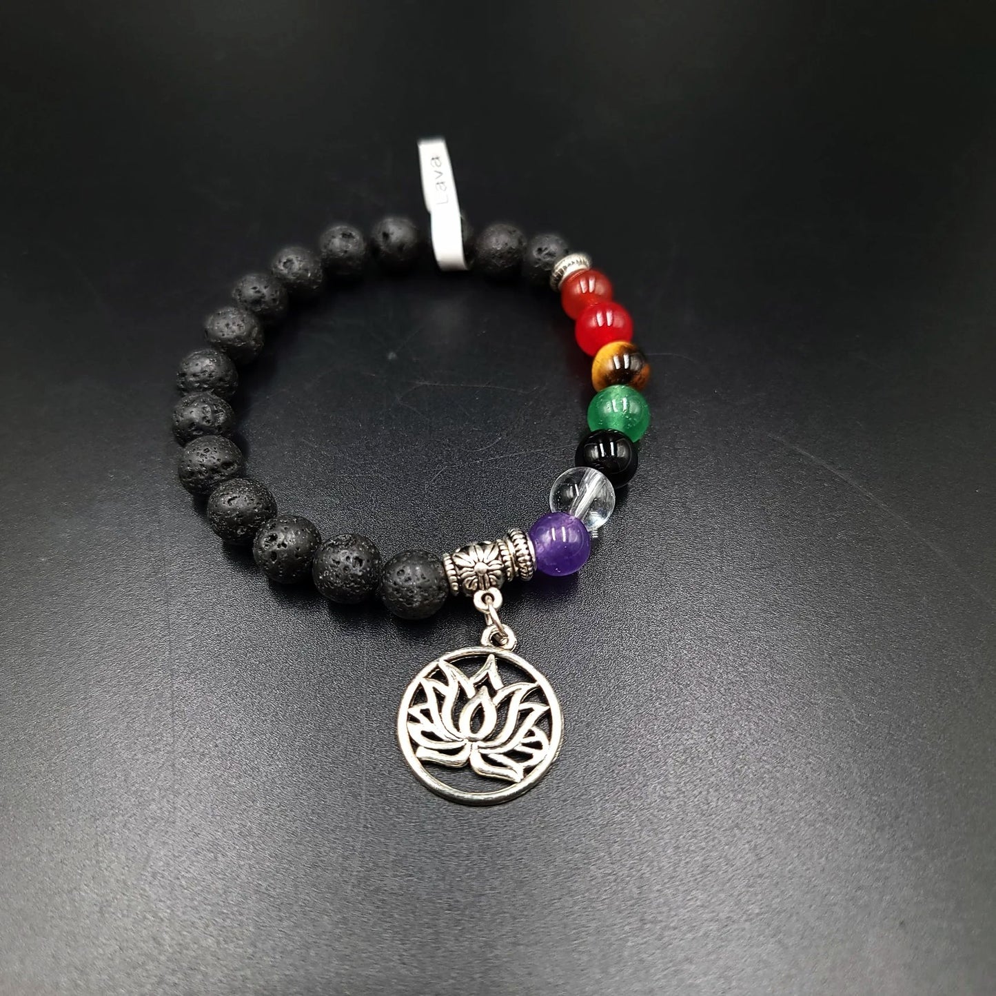 Lava Rock Chakra Bead Bracelet 8mm - Elevated Metaphysical