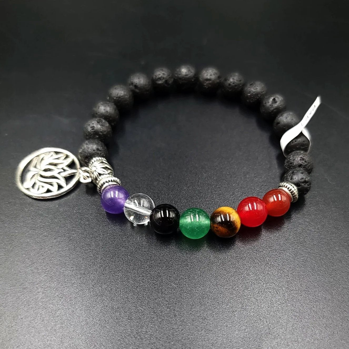 Lava Rock Chakra Bead Bracelet 8mm - Elevated Metaphysical