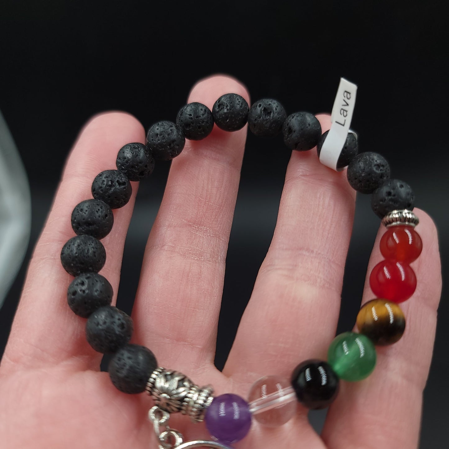 Lava Rock Chakra Bead Bracelet 8mm - Elevated Metaphysical