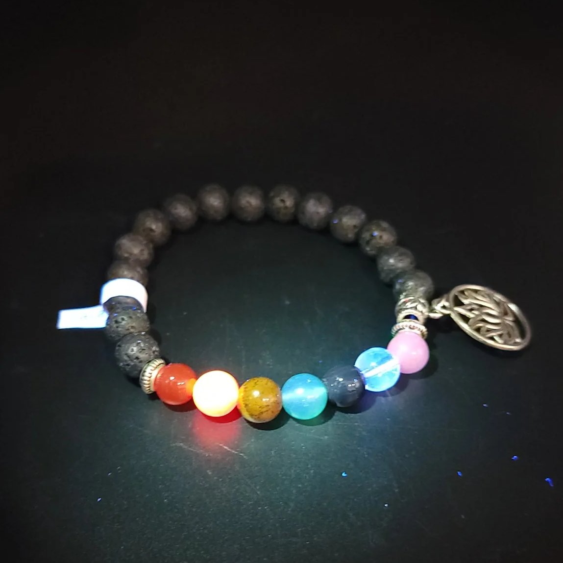 Lava Rock Chakra Bead Bracelet 8mm - Elevated Metaphysical