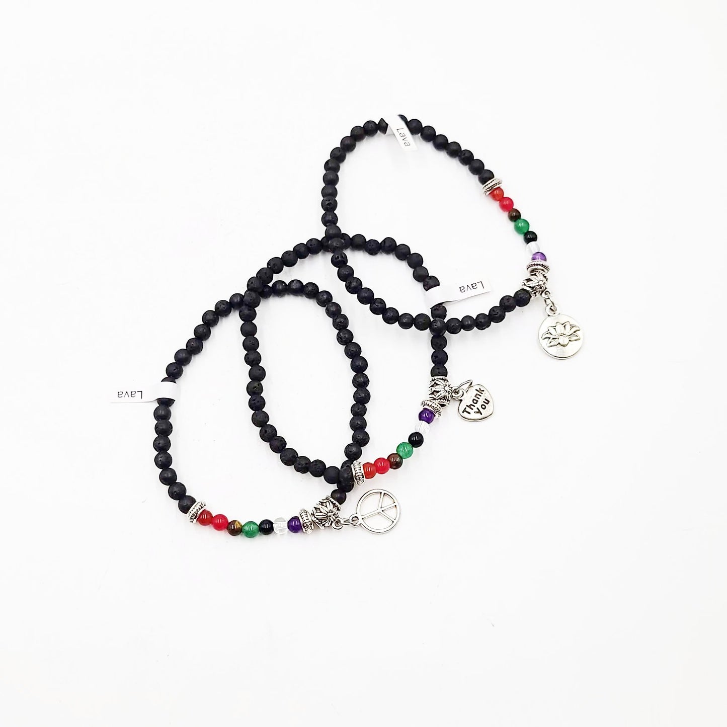 Lava Rock Chakra Bead Bracelet 4mm - Elevated Metaphysical