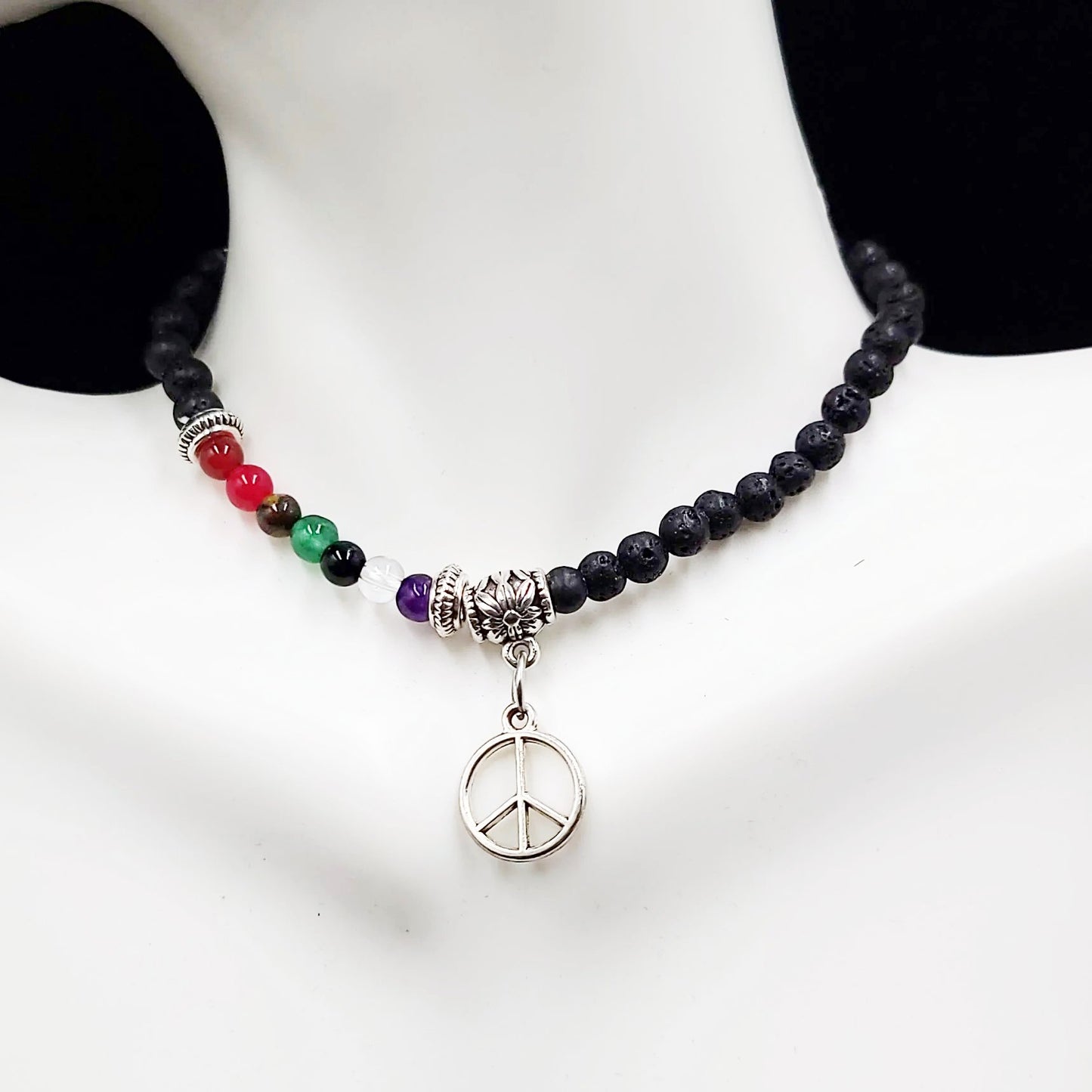 Lava Rock Chakra Bead Bracelet 4mm - Elevated Metaphysical