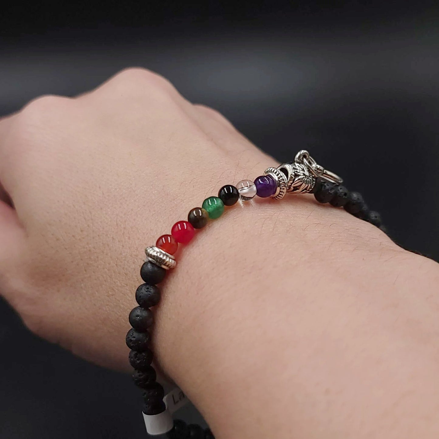 Lava Rock Chakra Bead Bracelet 4mm - Elevated Metaphysical