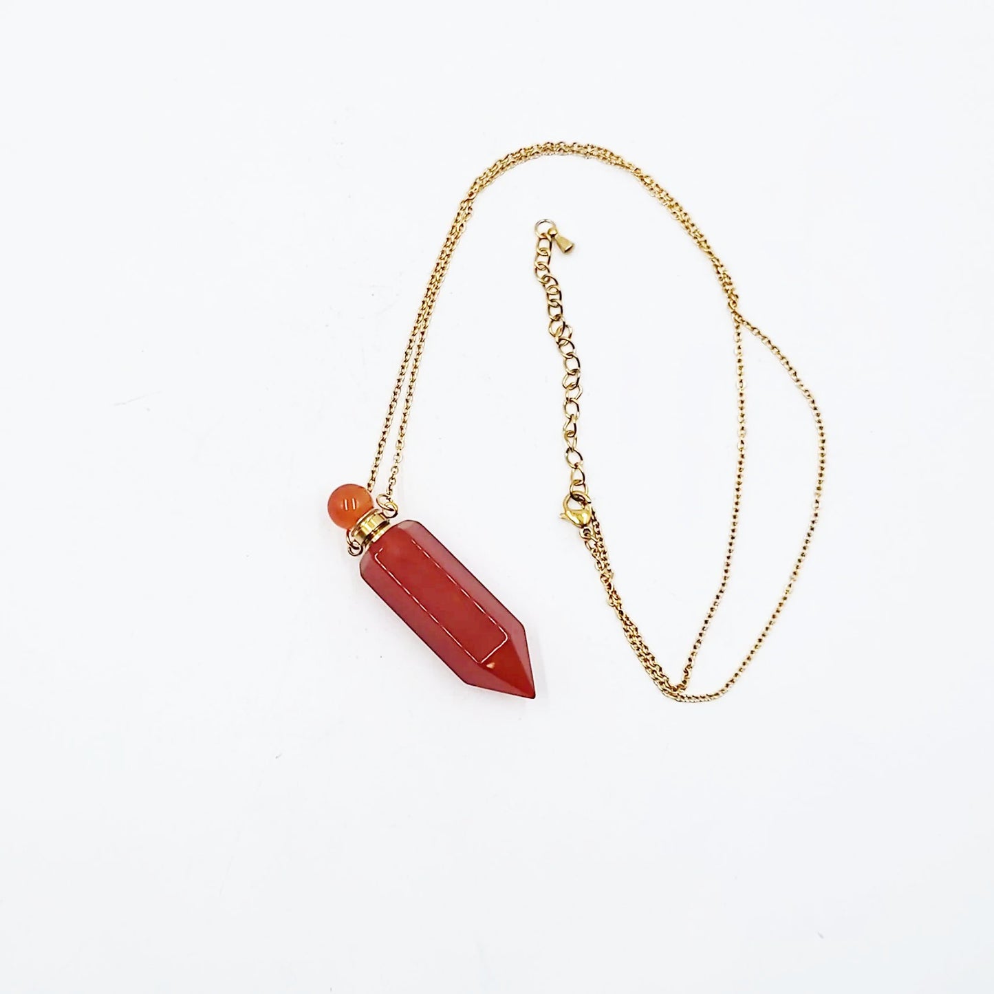 Carnelian Bottle Pendant Necklace Holder Perfume Oils Incense Ashes - Elevated Metaphysical