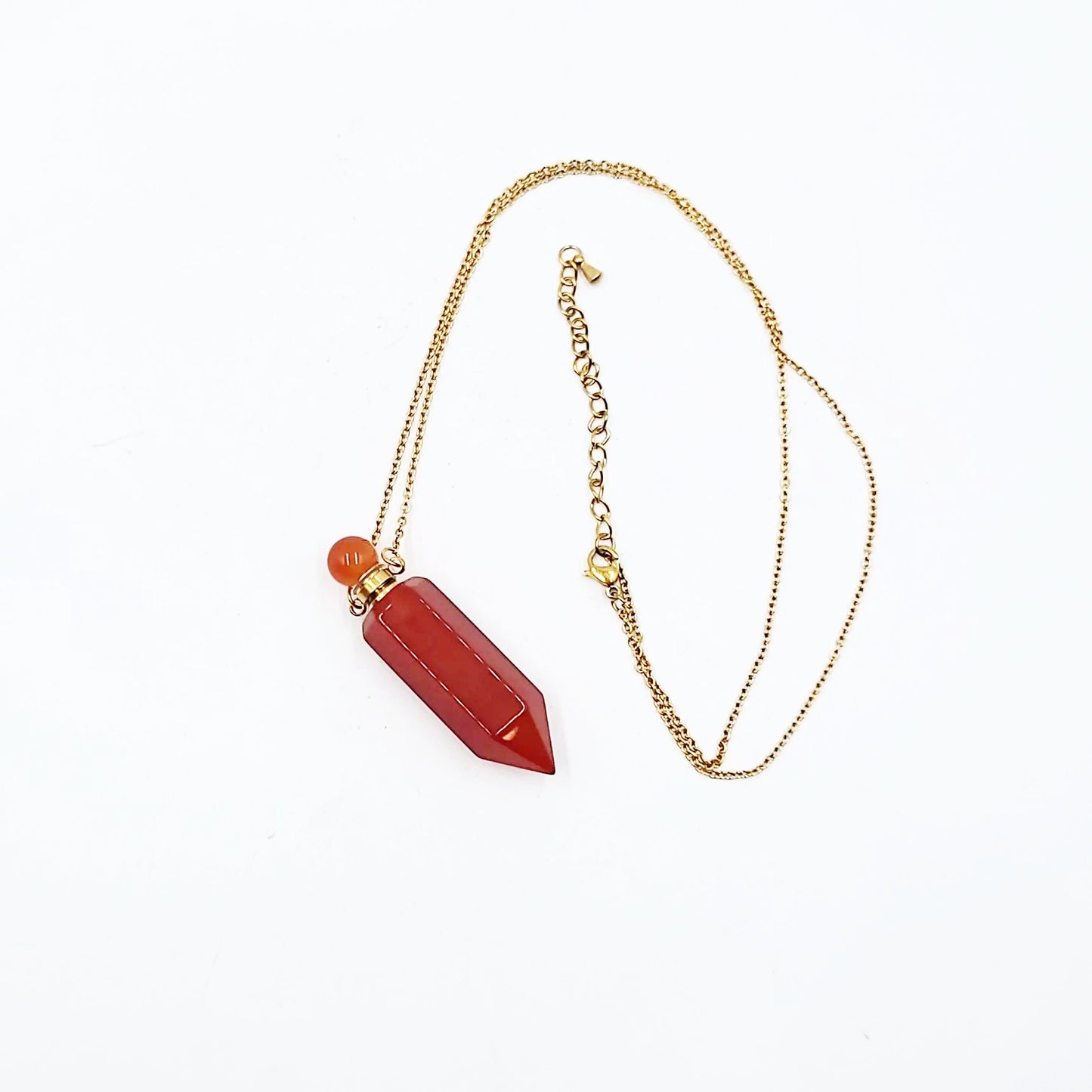 Carnelian Bottle Pendant Necklace Holder Perfume Oils Incense Ashes - Elevated Metaphysical