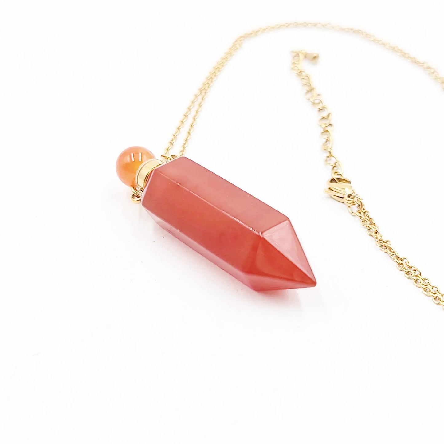 Carnelian Bottle Pendant Necklace Holder Perfume Oils Incense Ashes - Elevated Metaphysical