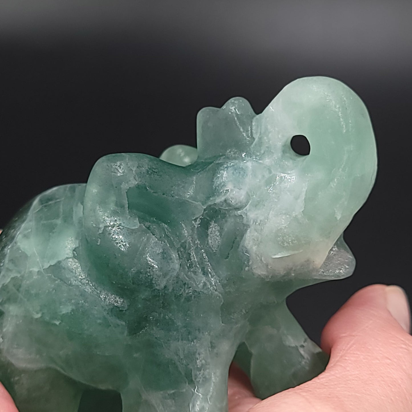 Green Fluorite Elephant Figurine 3" 77mm