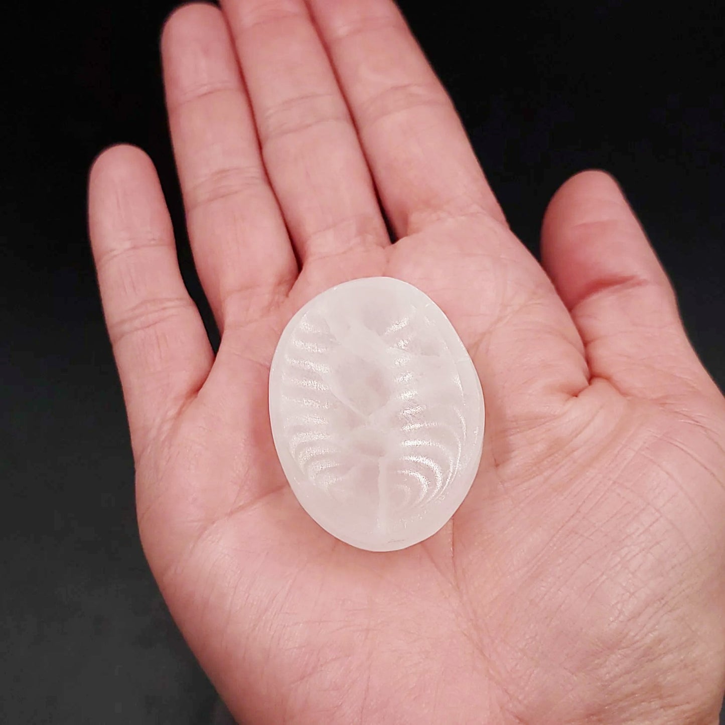 Selenite Worry Stone Smooth Stone Palm Stone - Elevated Metaphysical