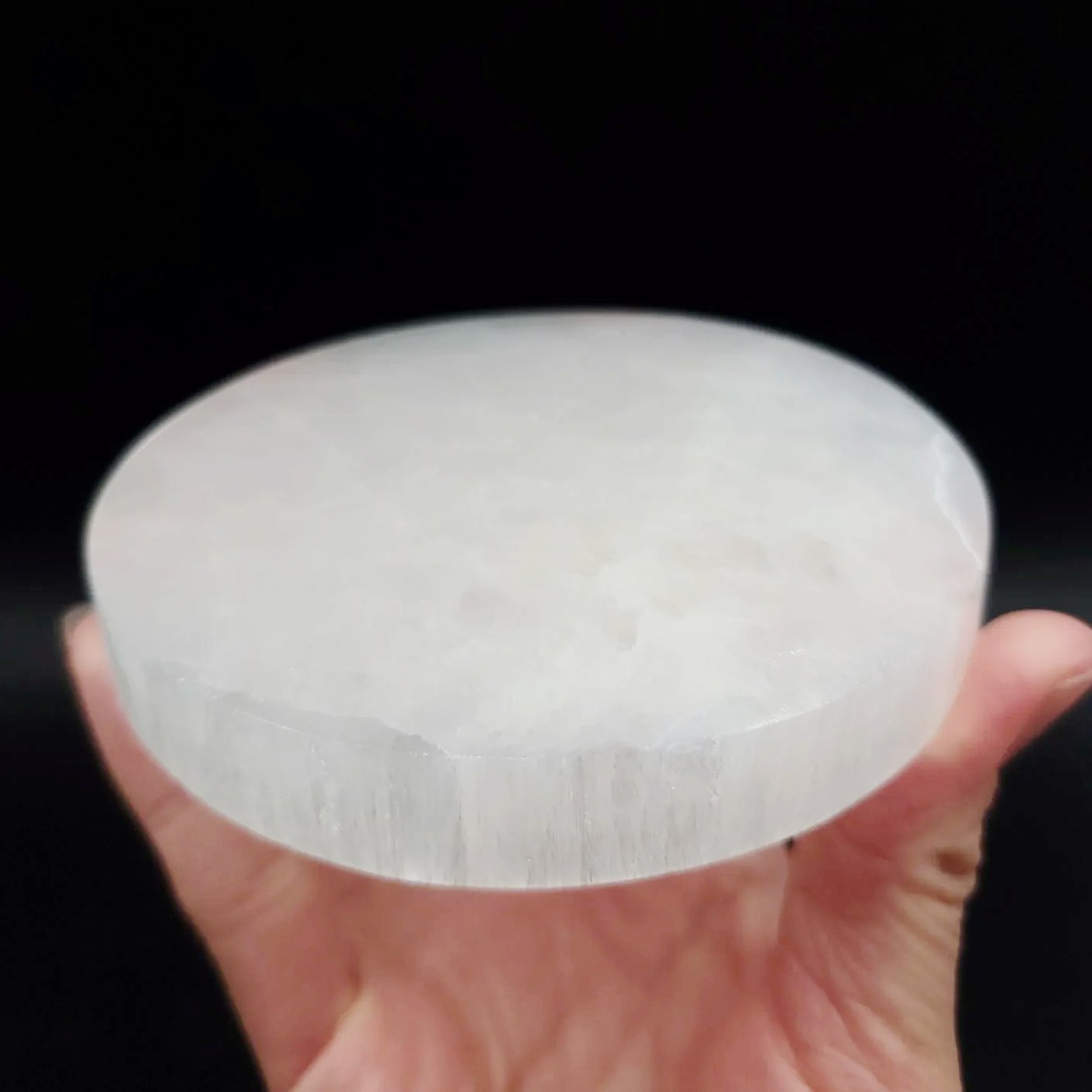 Selenite Plate Round Generator Plate 4" 10cm - Elevated Metaphysical