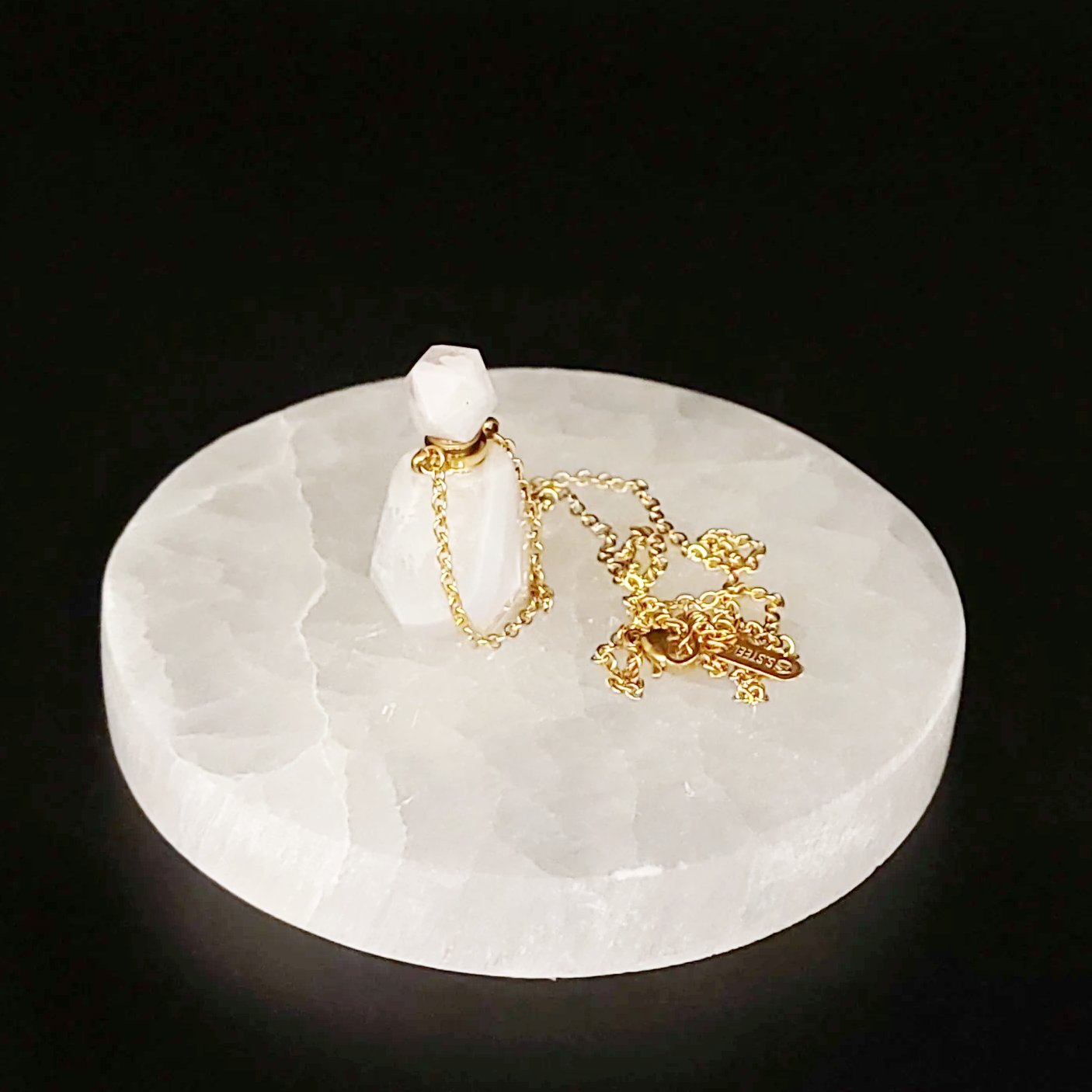 White Agate Bottle Pendant Necklace Sacred Geometry Holder Perfume Oils Incense Ashes - Elevated Metaphysical