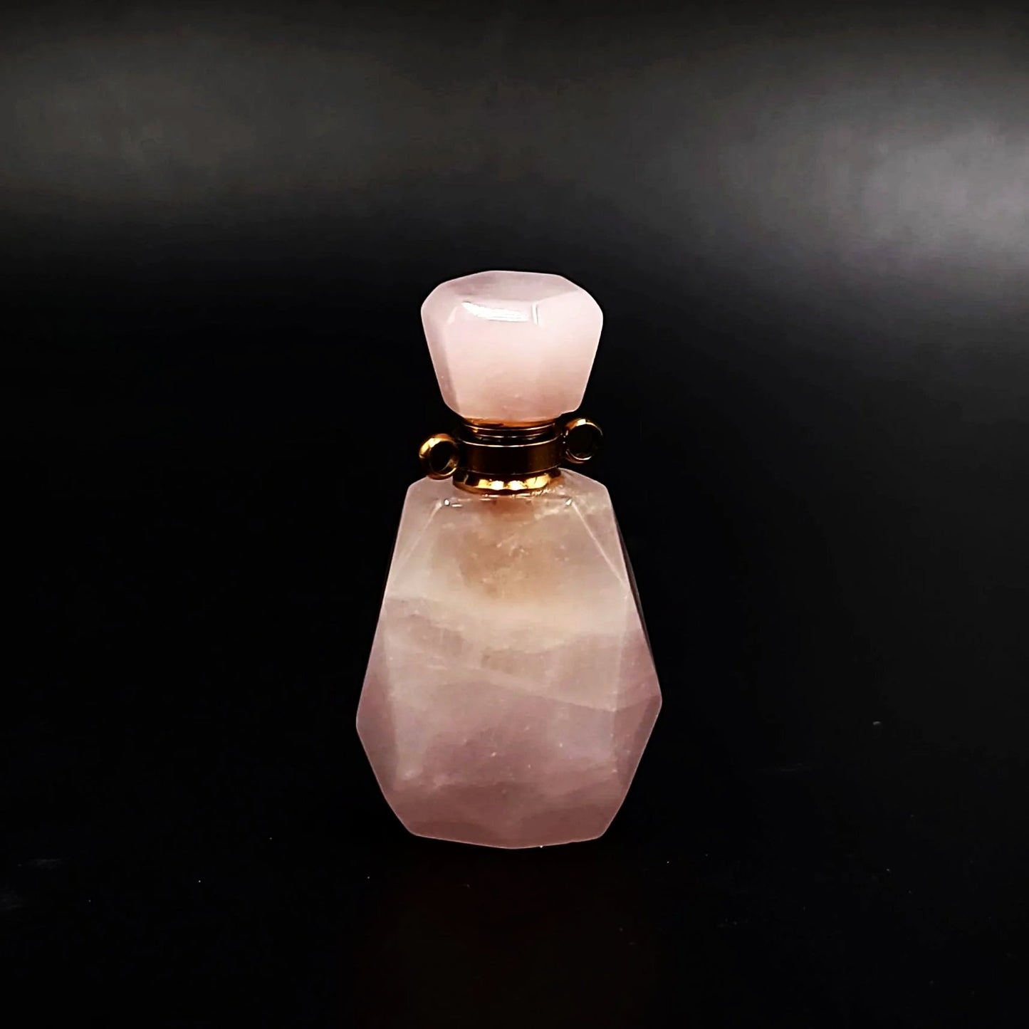 Rose Quartz Bottle Pendant Sacred Geometry Holder Perfume Oils Incense Ashes - Elevated Metaphysical