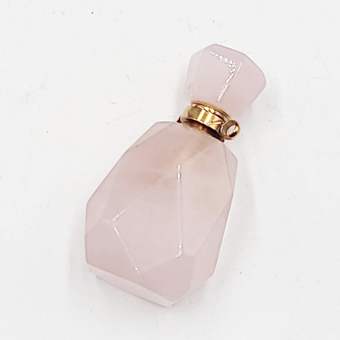 Rose Quartz Bottle Pendant Sacred Geometry Holder Perfume Oils Incense Ashes - Elevated Metaphysical