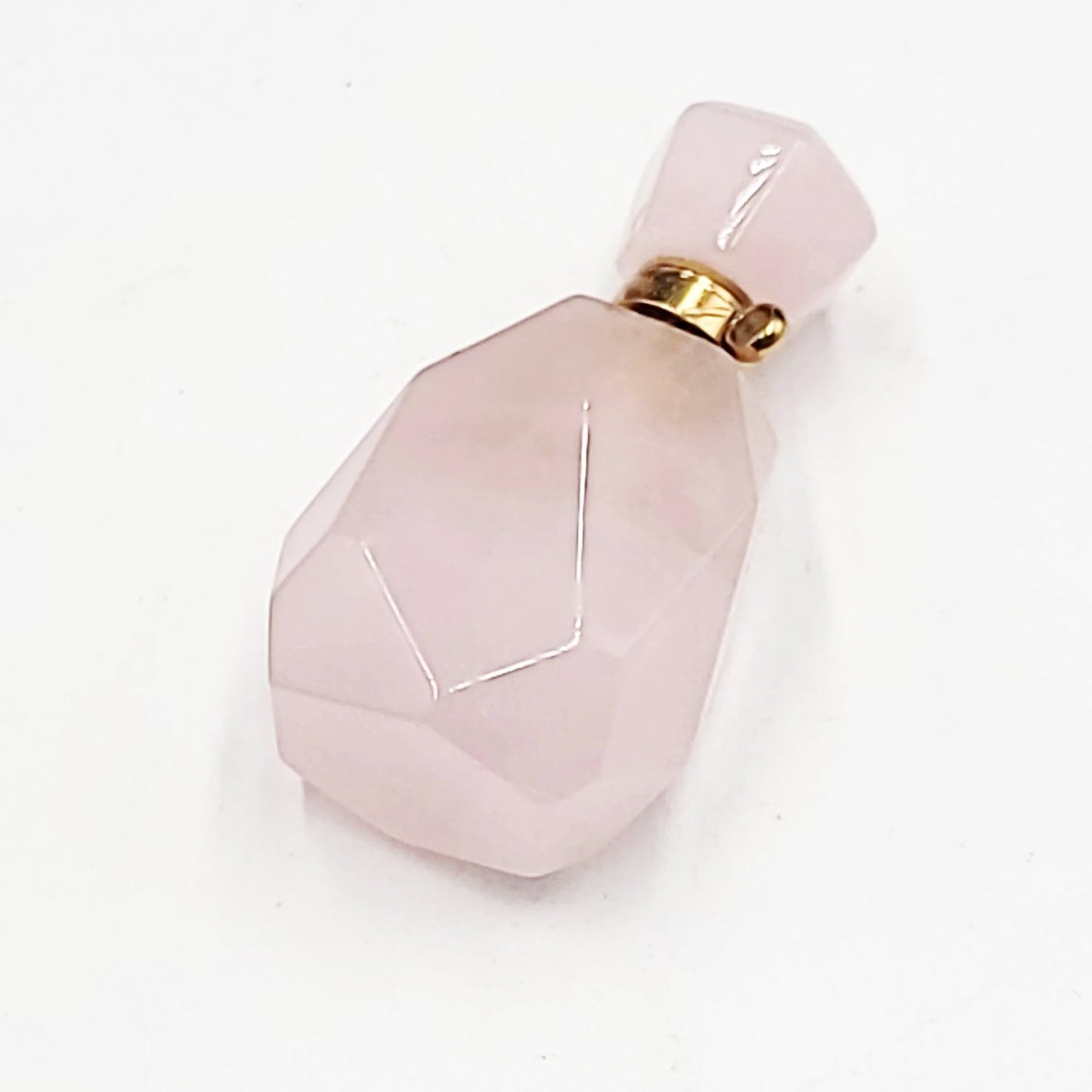 Rose Quartz Bottle Pendant Sacred Geometry Holder Perfume Oils Incense Ashes - Elevated Metaphysical