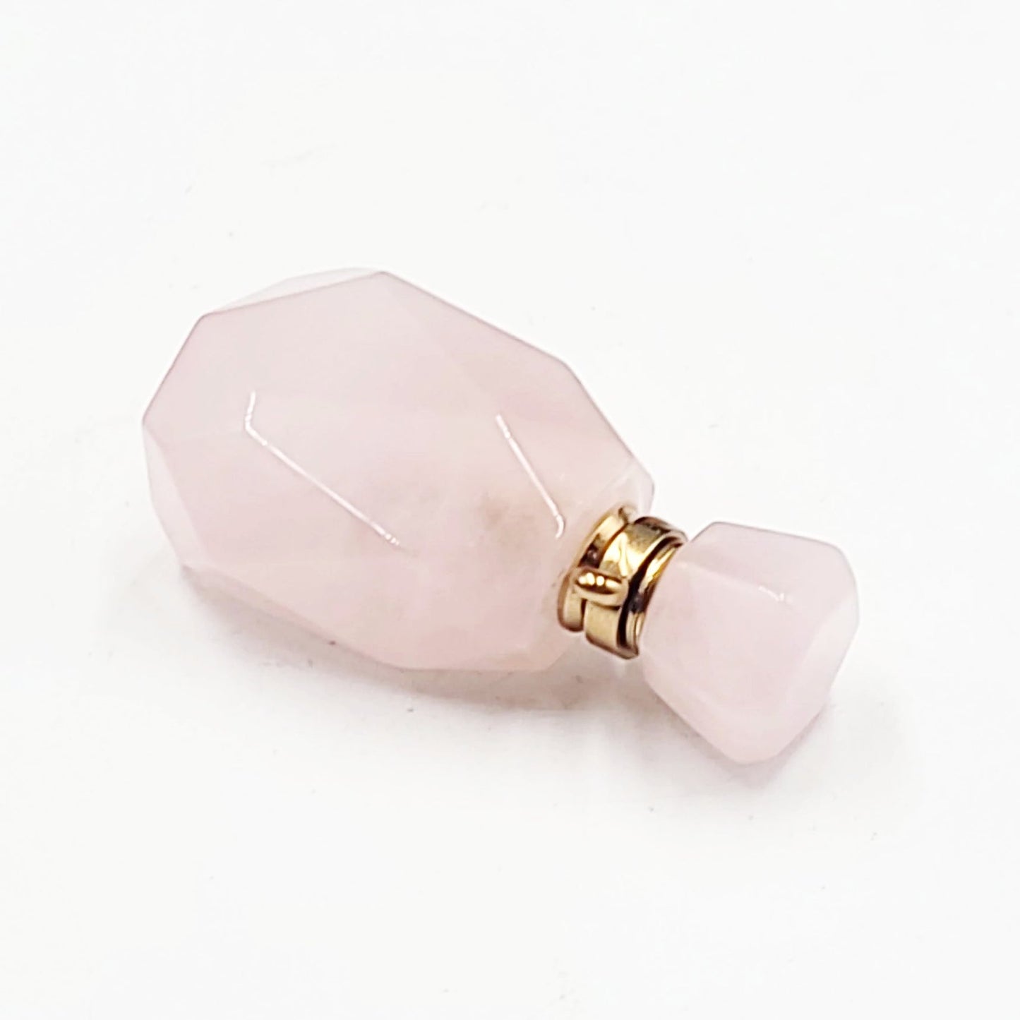 Rose Quartz Bottle Pendant Sacred Geometry Holder Perfume Oils Incense Ashes - Elevated Metaphysical