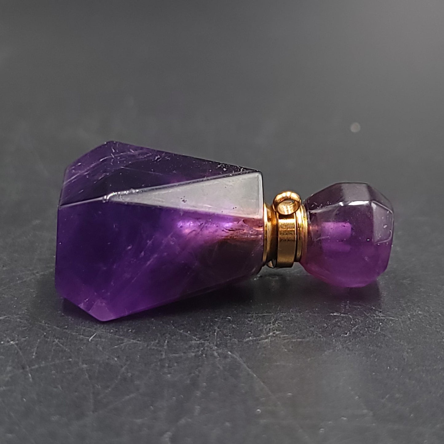Amethyst Bottle Pendant Sacred Geometry Holder Perfume Oils Incense Ashes