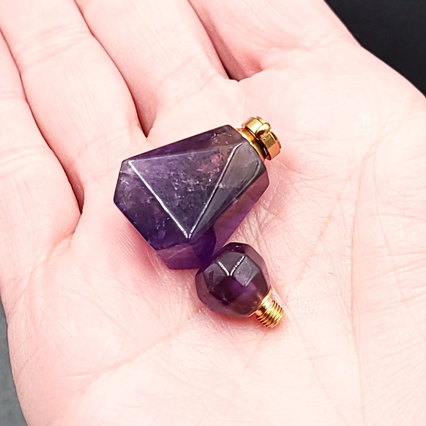 Amethyst Bottle Pendant Sacred Geometry Holder Perfume Oils Incense Ashes