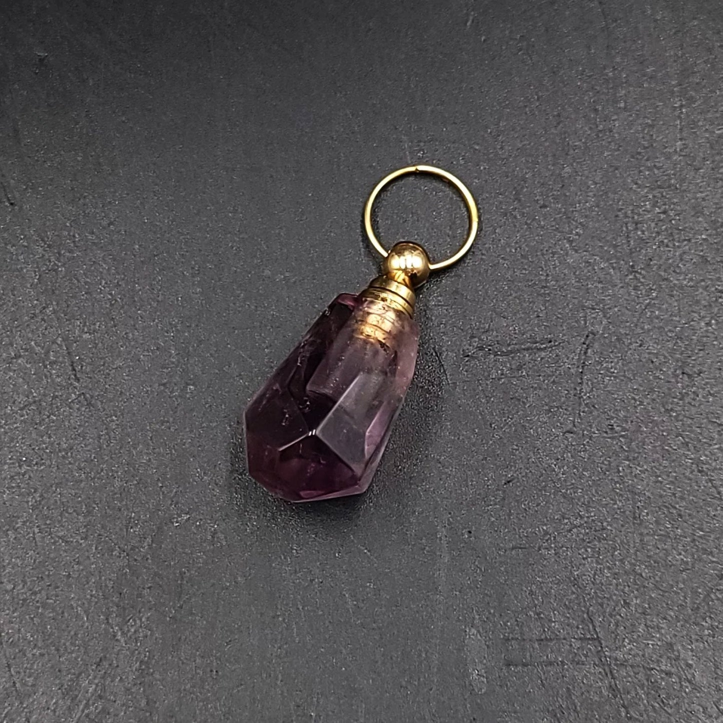 Amethyst Bottle Pendant Sacred Geometry Holder Perfume Oils Incense Ashes - Elevated Metaphysical