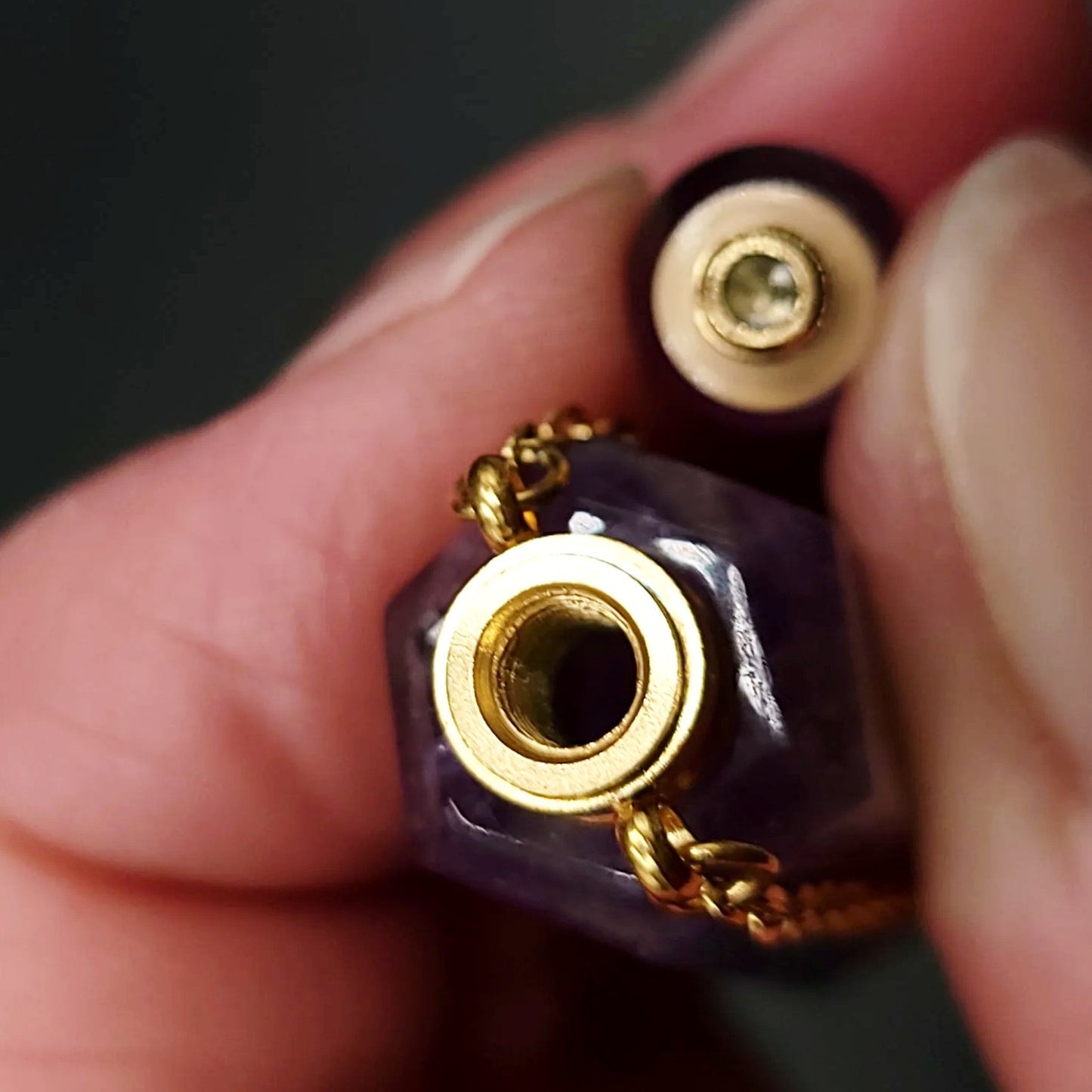 Amethyst Point Bottle Pendant Necklace Holder Perfume Oils Incense Ashes