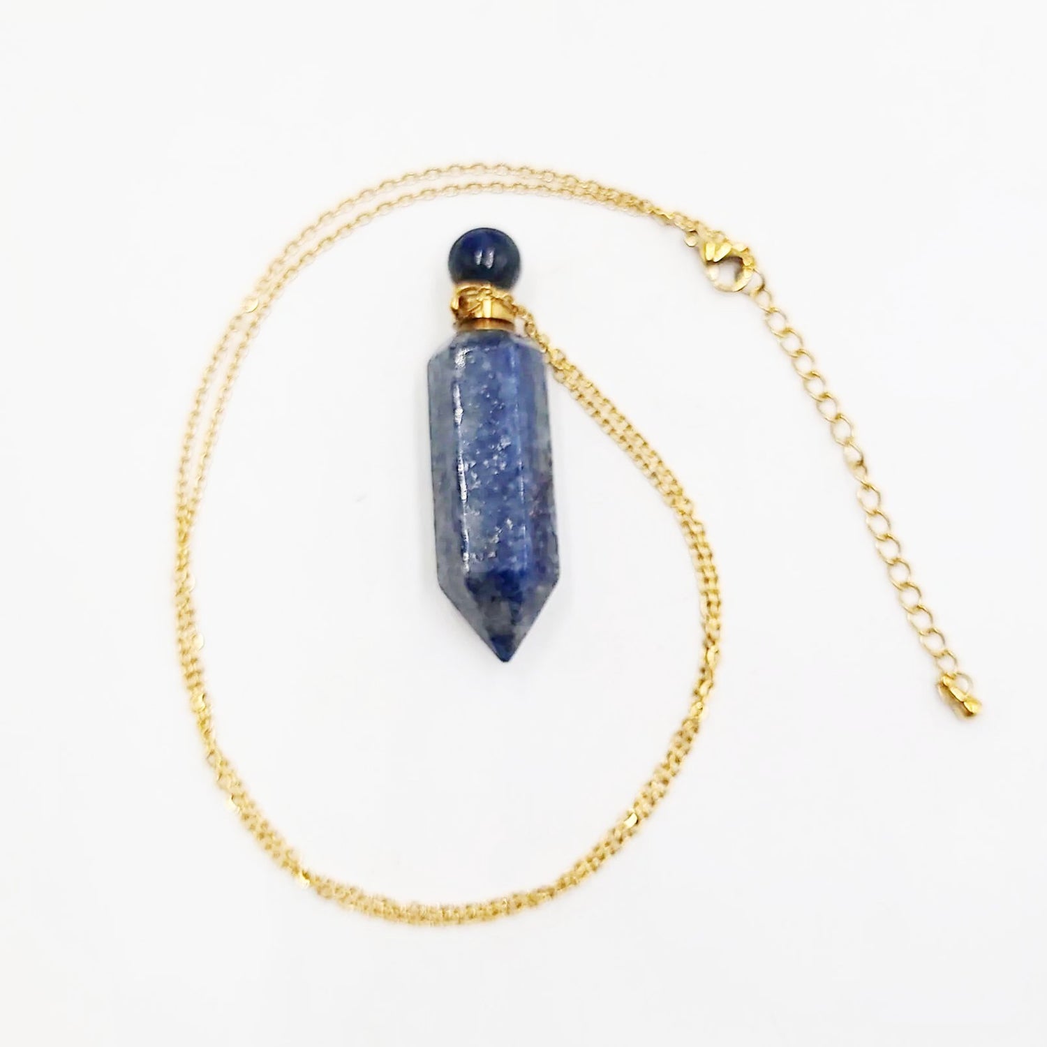 Lapis Lazuli Point Bottle Pendant Necklace Holder Perfume Oils Incense Ashes - Elevated Metaphysical