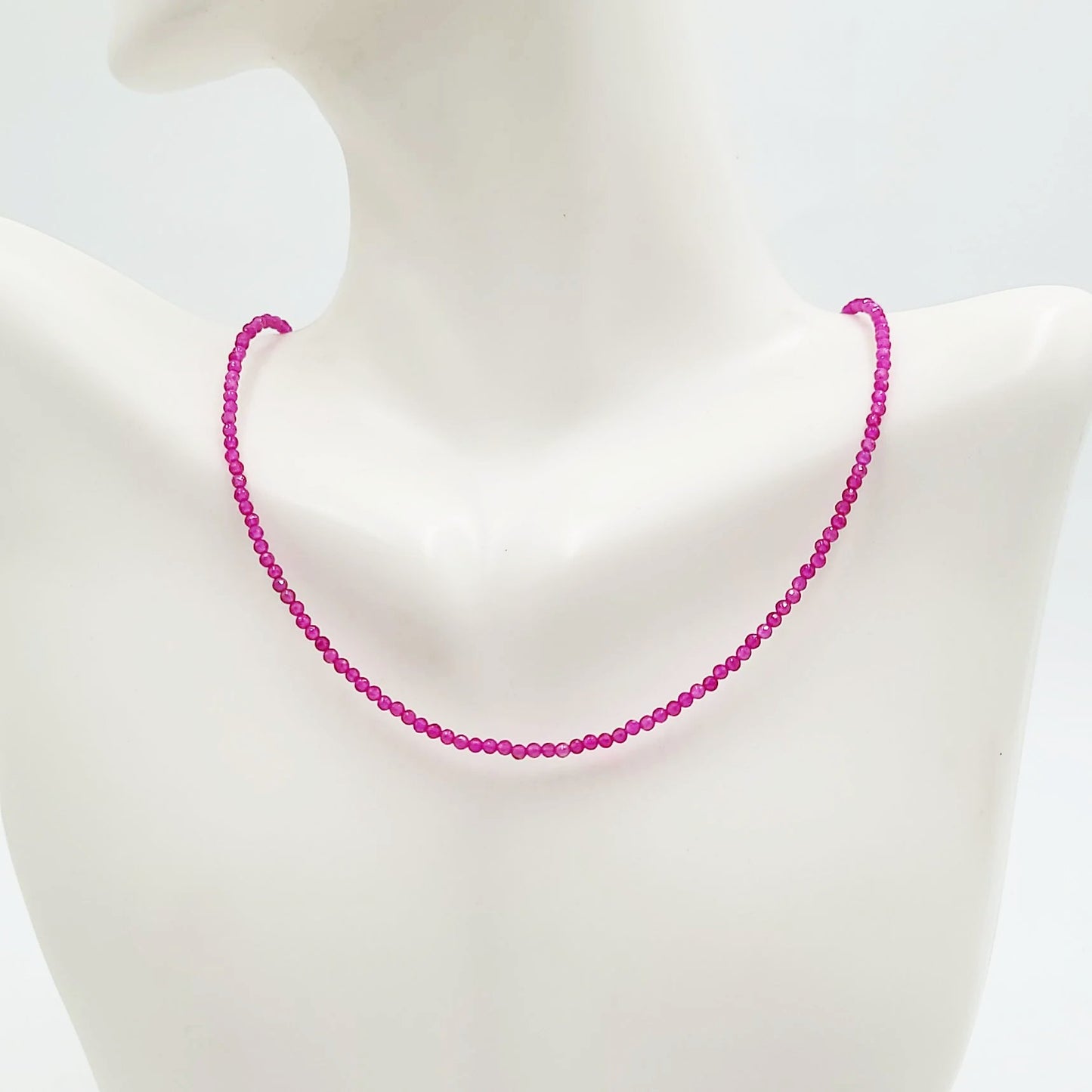 Ruby Necklace 2mm Bead Neck Chain