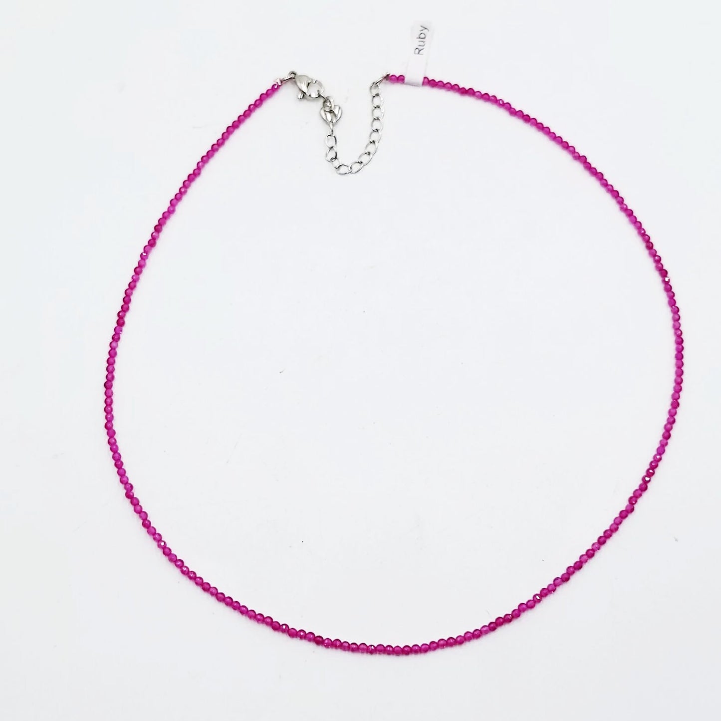 Ruby Necklace 2mm Bead Neck Chain