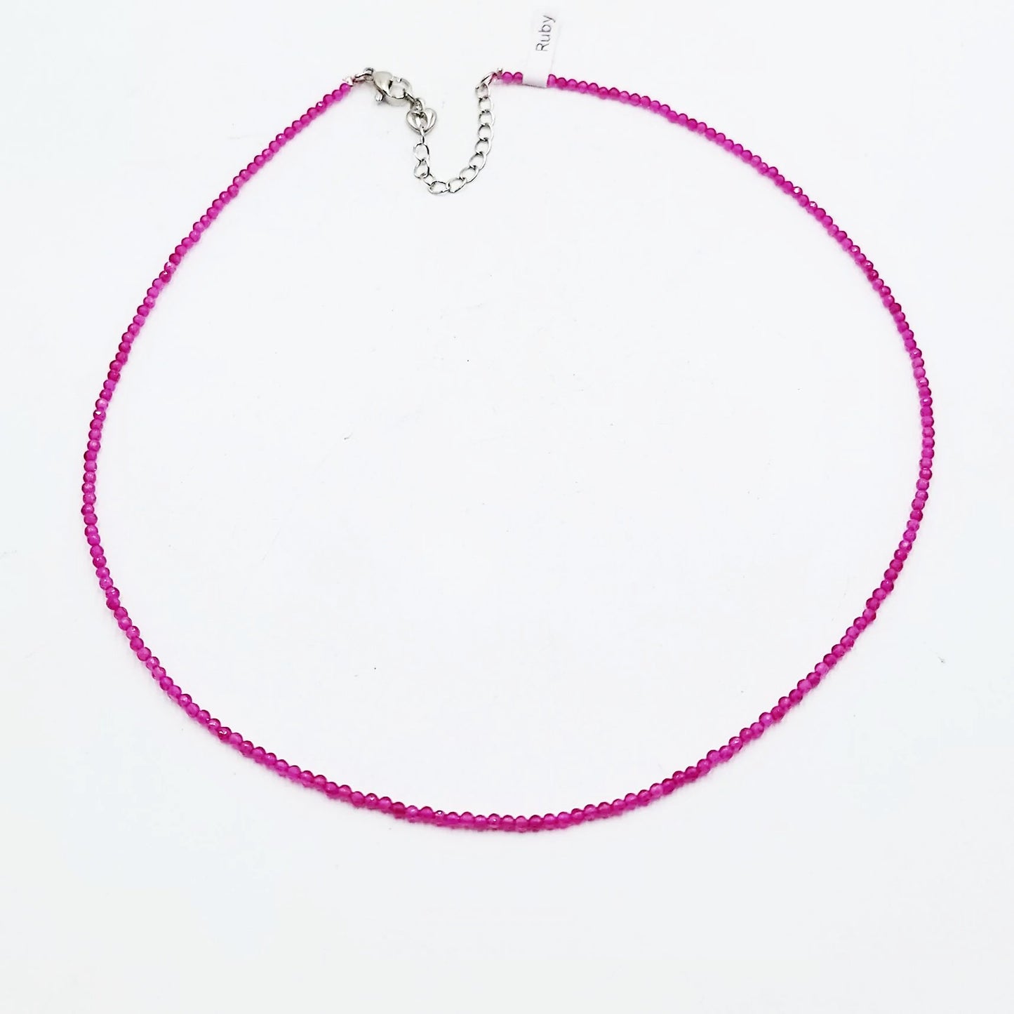 Ruby Necklace 2mm Bead Neck Chain