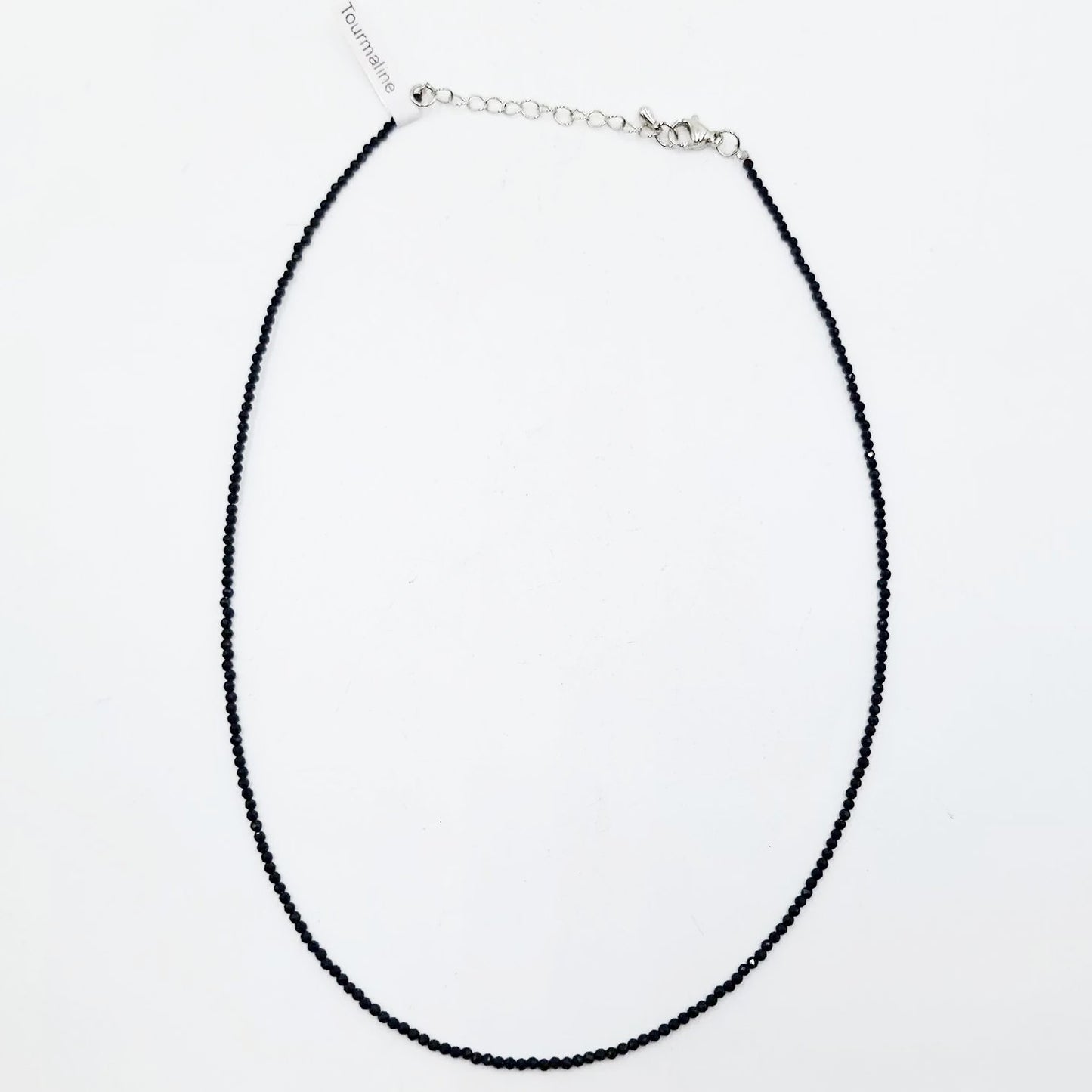 Black Tourmaline Necklace 2mm Bead Neck Chain - Elevated Metaphysical
