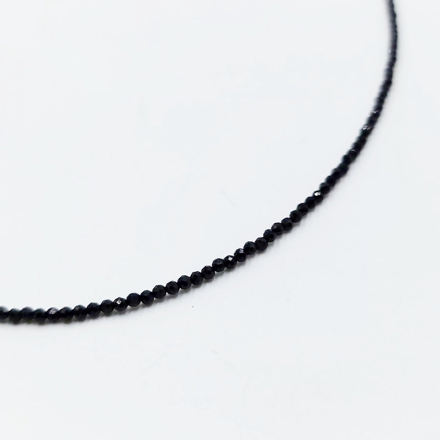 Black Tourmaline Necklace 2mm Bead Neck Chain - Elevated Metaphysical