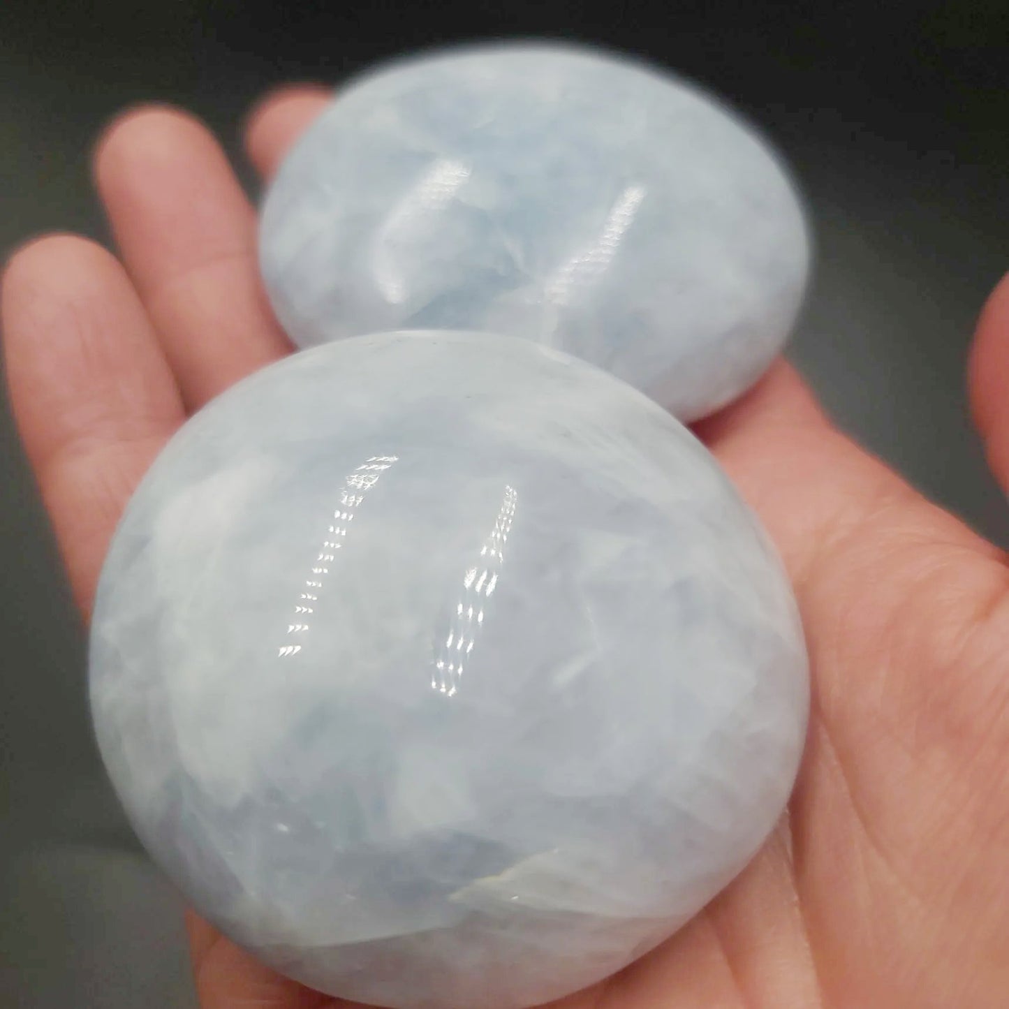 Celestite Palm Stone Gallet - Elevated Metaphysical