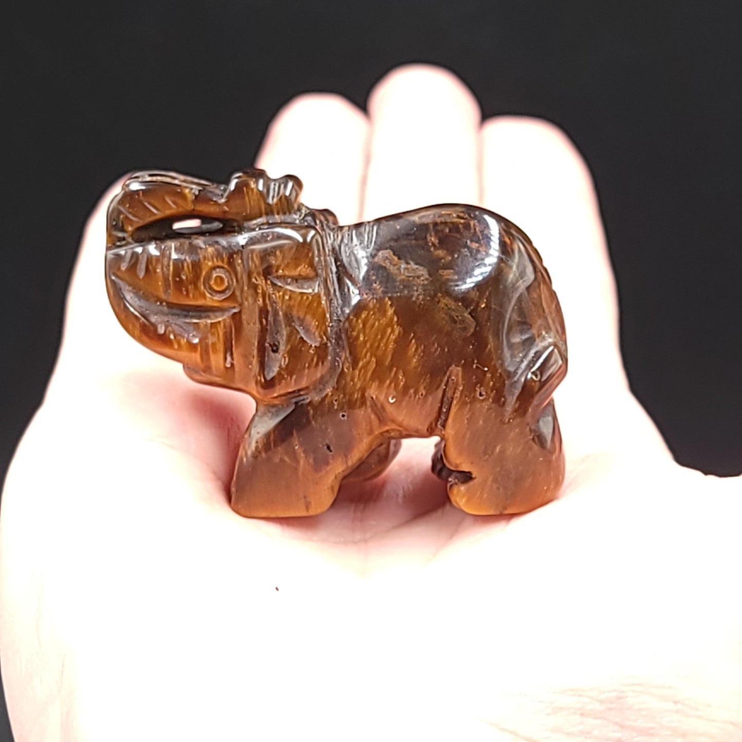 Tiger Eye Elephant Figurine 2" 50mm