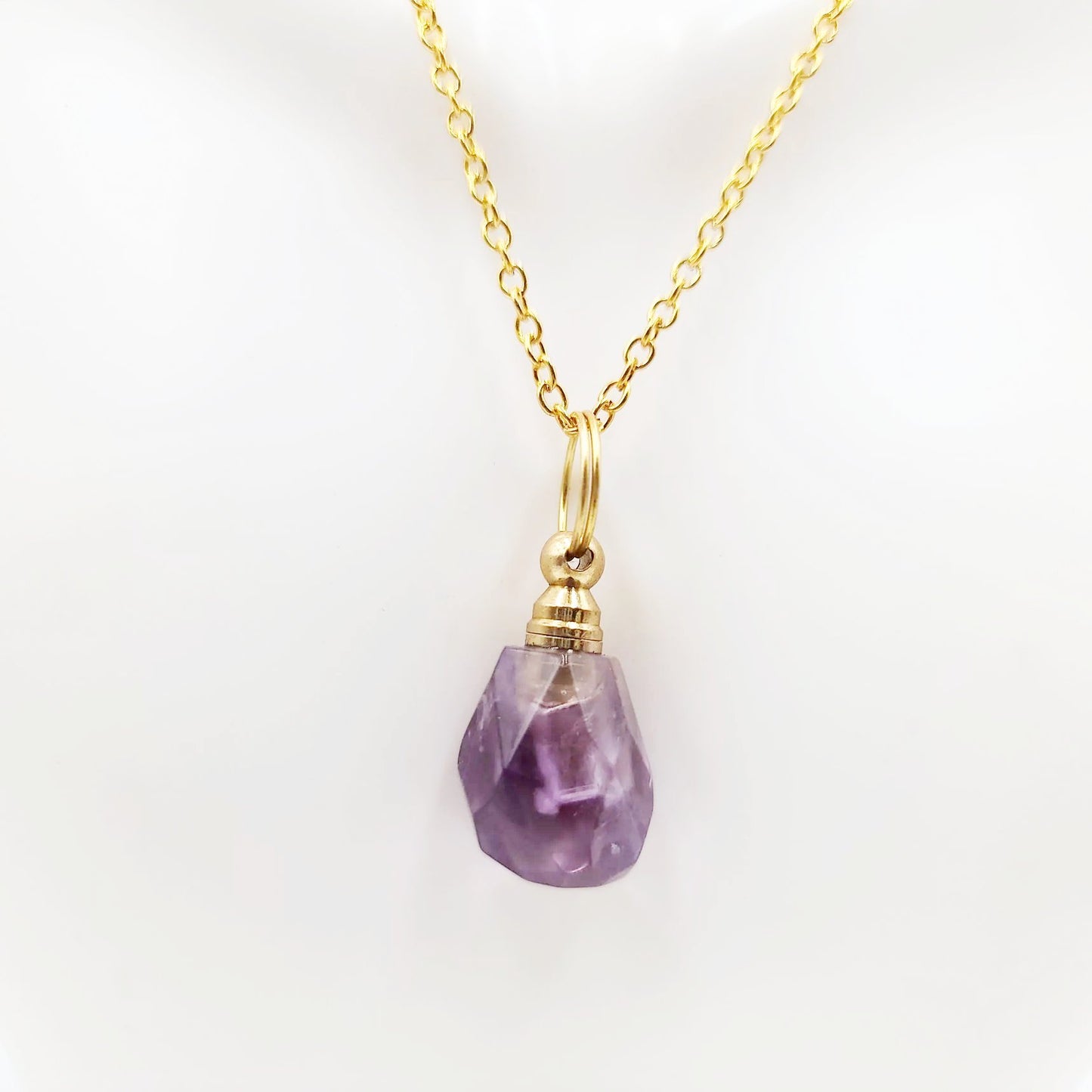 Amethyst Bottle Pendant Sacred Geometry Holder Perfume Oils Incense Ashes