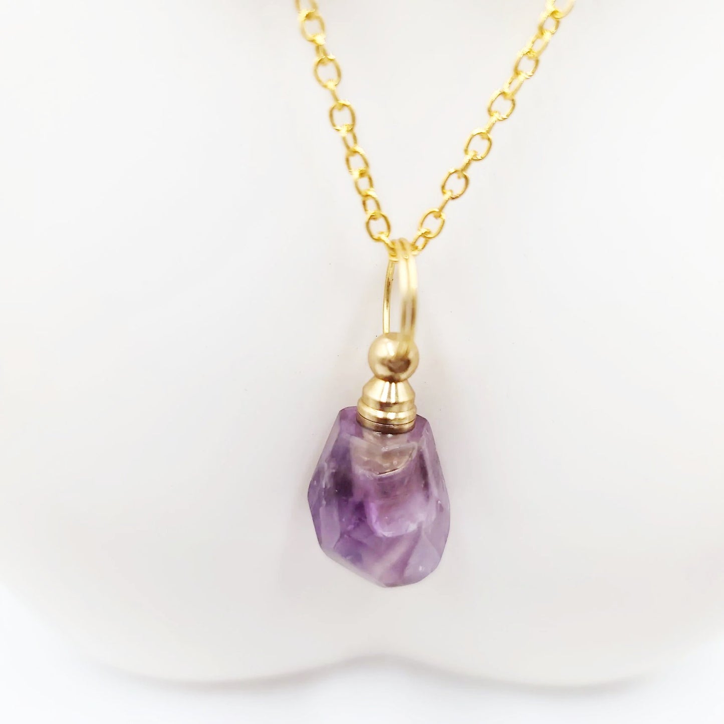 Amethyst Bottle Pendant Sacred Geometry Holder Perfume Oils Incense Ashes