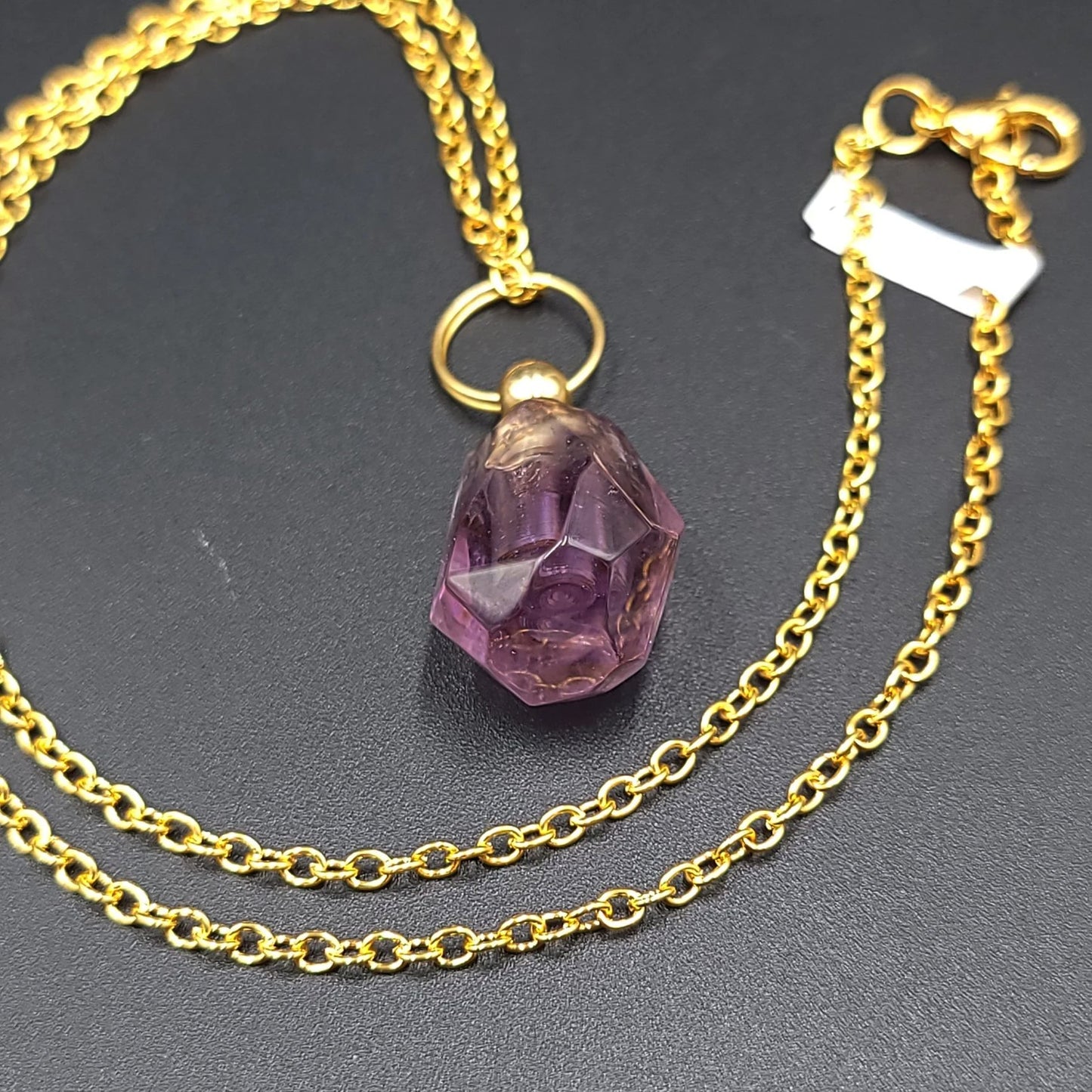 Amethyst Bottle Pendant Sacred Geometry Holder Perfume Oils Incense Ashes