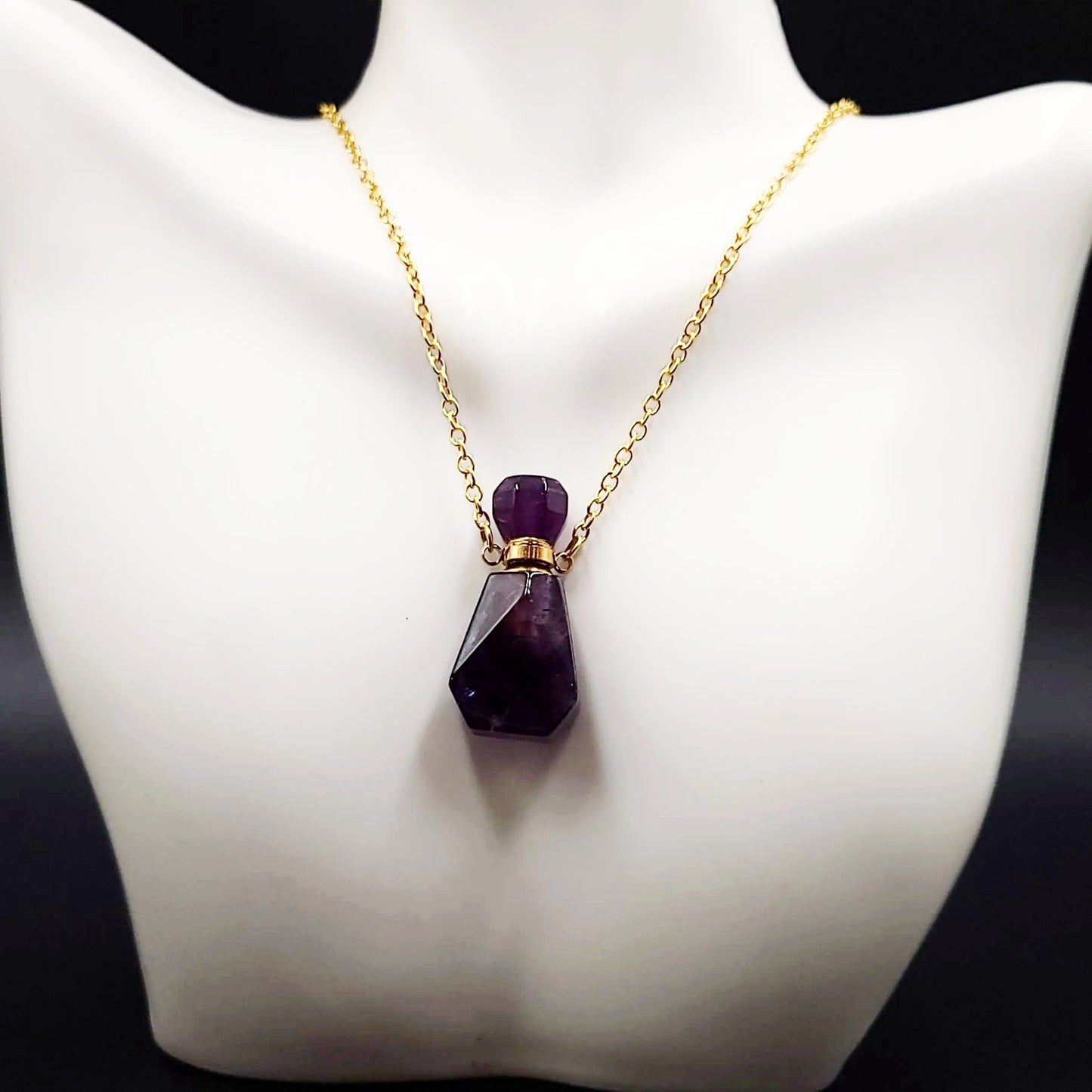 Amethyst Bottle Pendant Sacred Geometry Holder Perfume Oils Incense Ashes