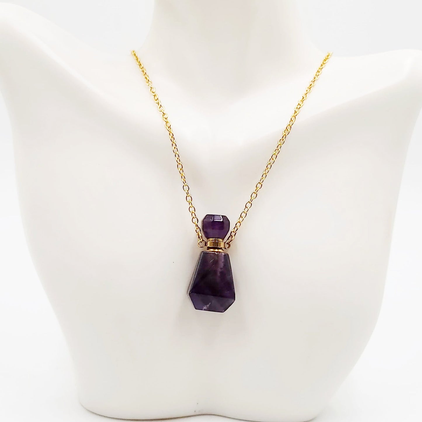 Amethyst Bottle Pendant Sacred Geometry Holder Perfume Oils Incense Ashes