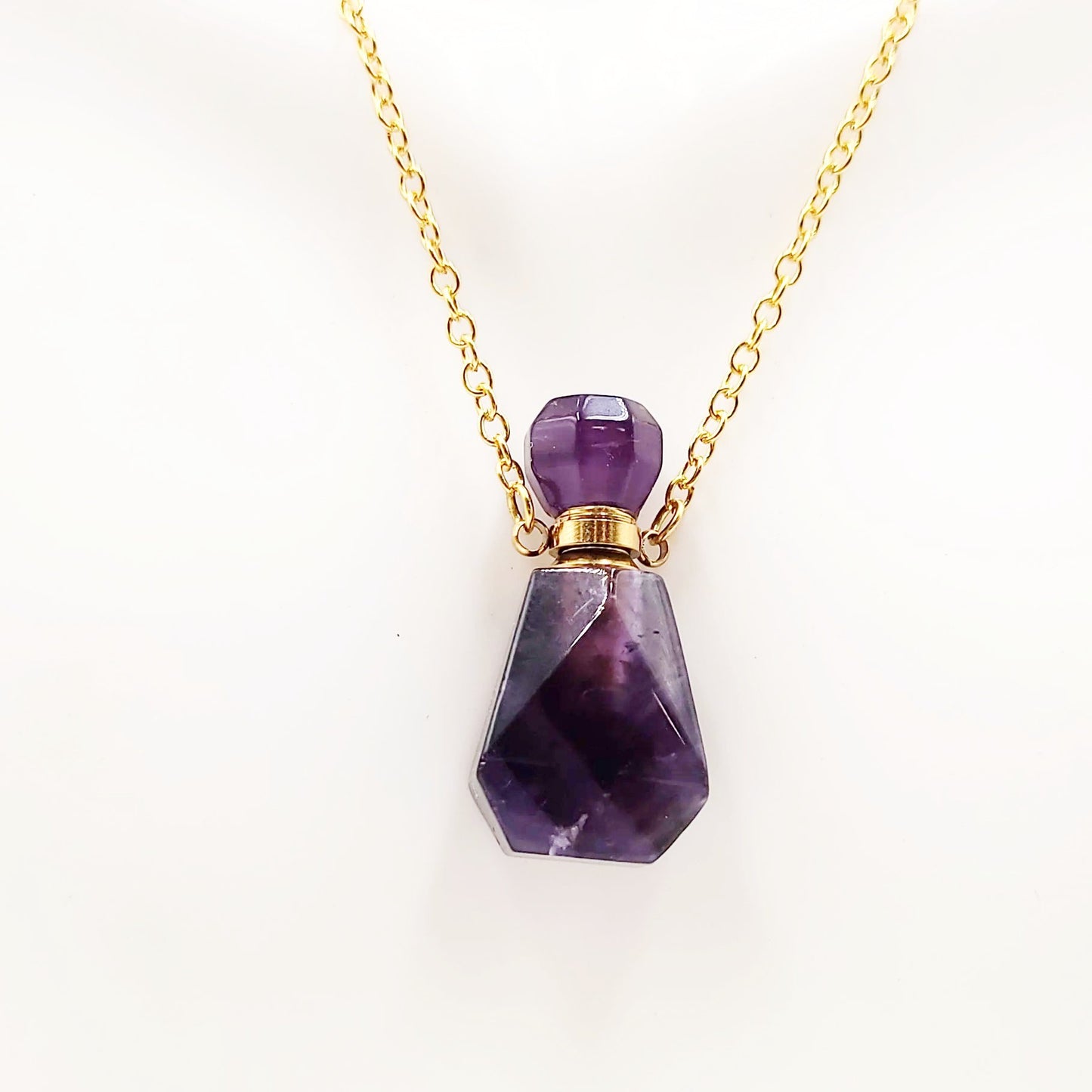 Amethyst Bottle Pendant Sacred Geometry Holder Perfume Oils Incense Ashes