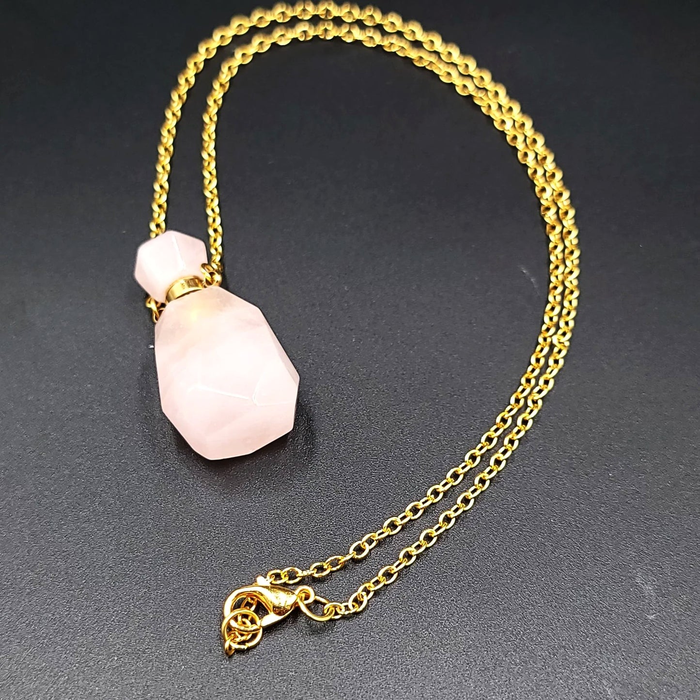 Rose Quartz Bottle Pendant Sacred Geometry Holder Perfume Oils Incense Ashes