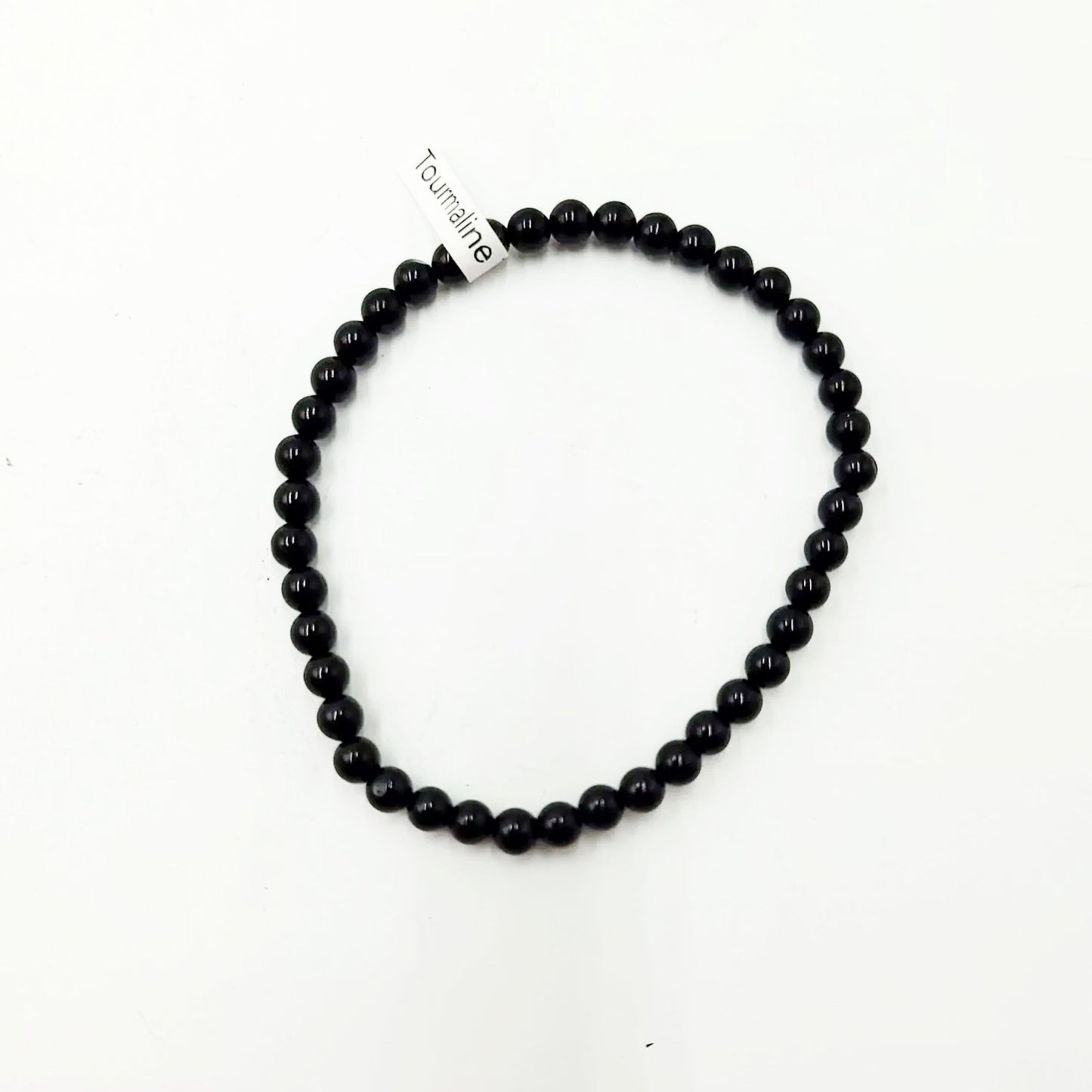 Black Tourmaline Bead Bracelet 4mm